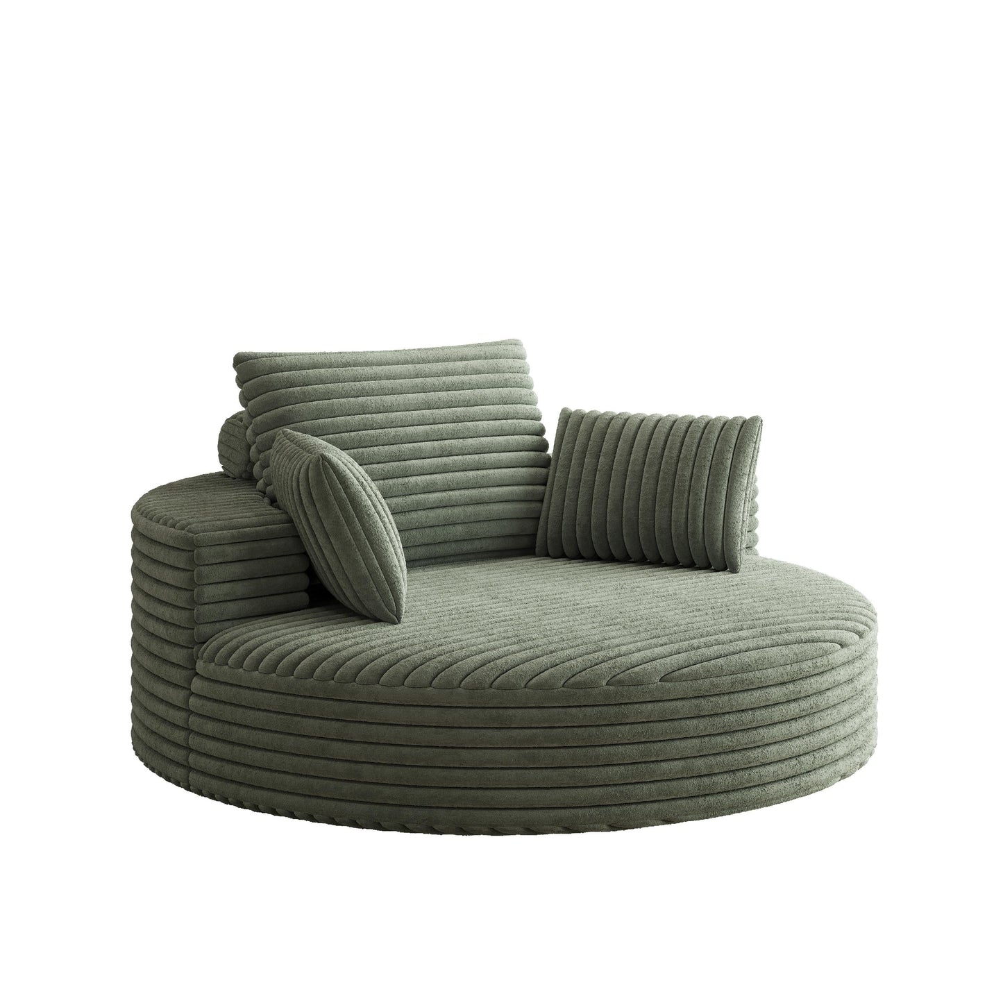 Fauteuil pivotant à une place en chenille cordouroyée et mousse