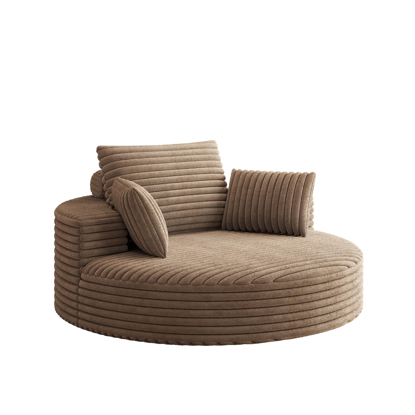 Fauteuil pivotant à une place en chenille cordouroyée et mousse