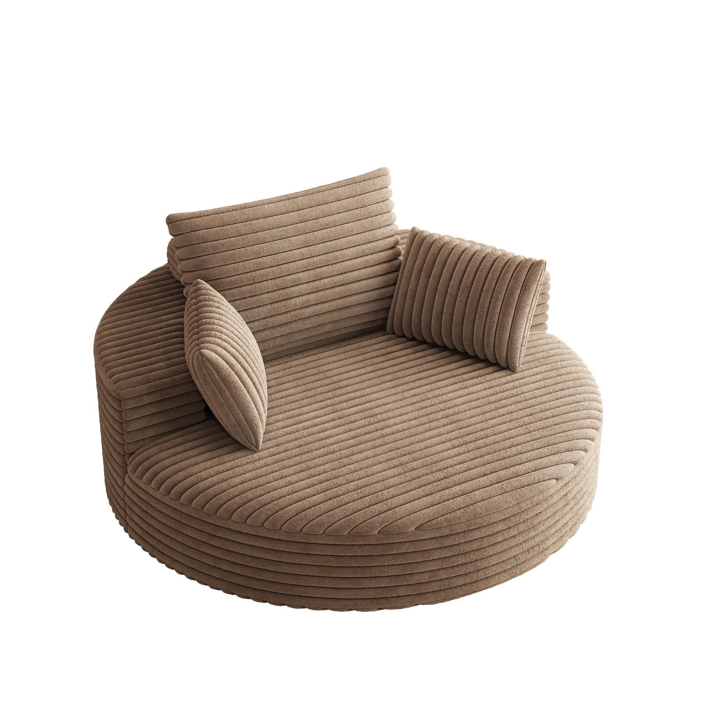 Fauteuil pivotant à une place en chenille cordouroyée et mousse