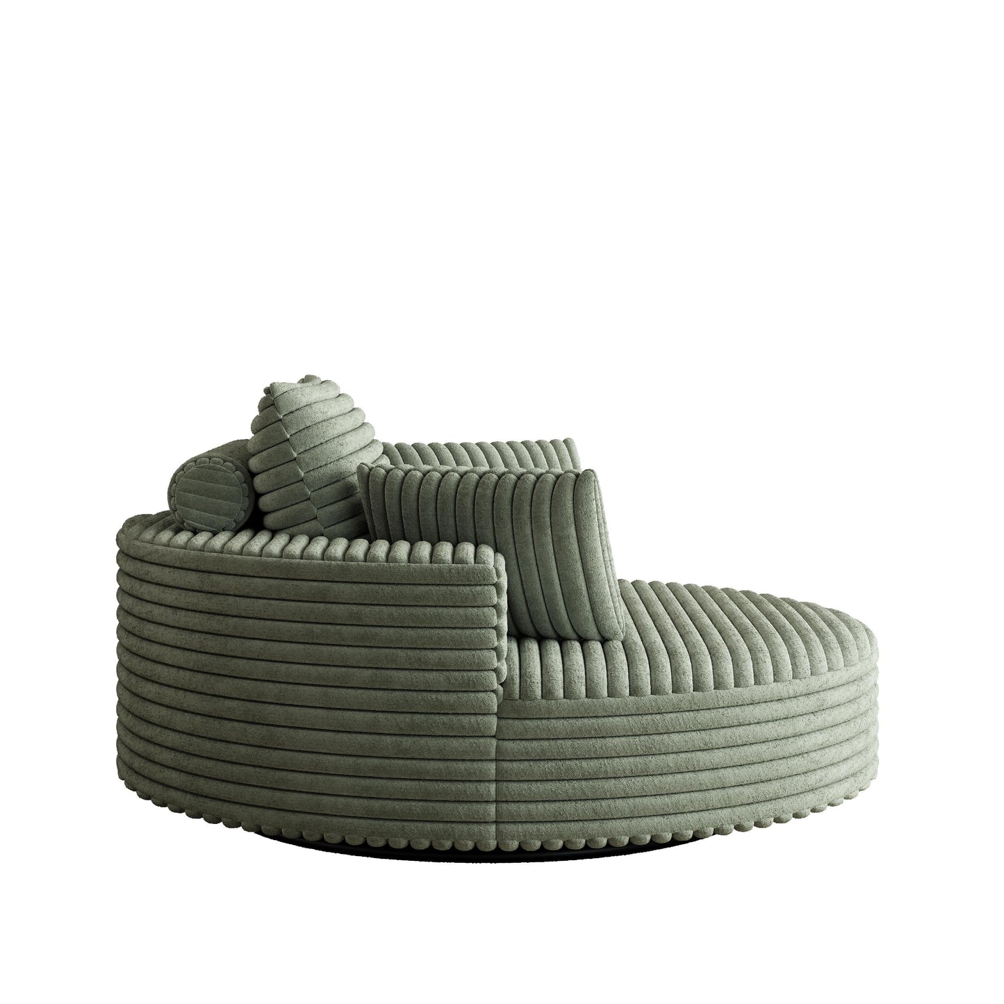 Fauteuil pivotant à une place en chenille cordouroyée et mousse
