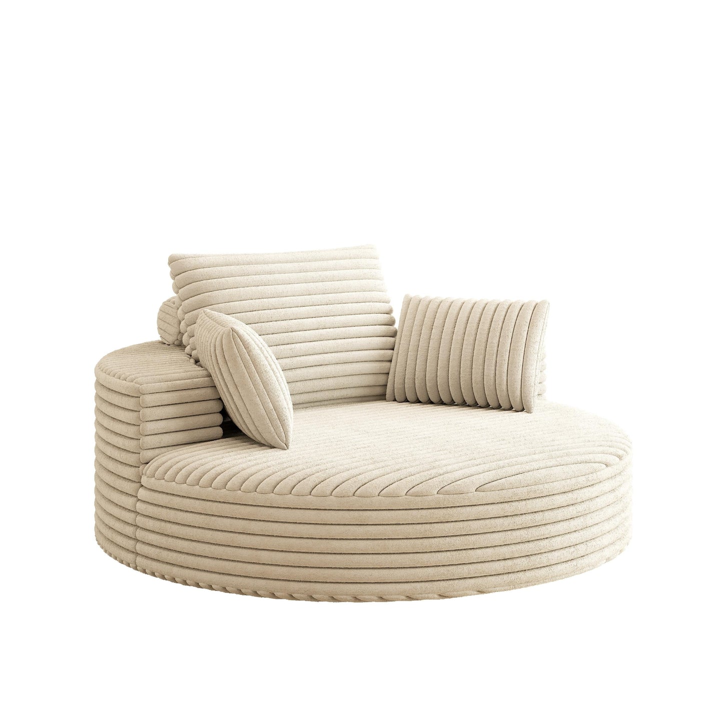 Fauteuil pivotant à une place en chenille cordouroyée et mousse