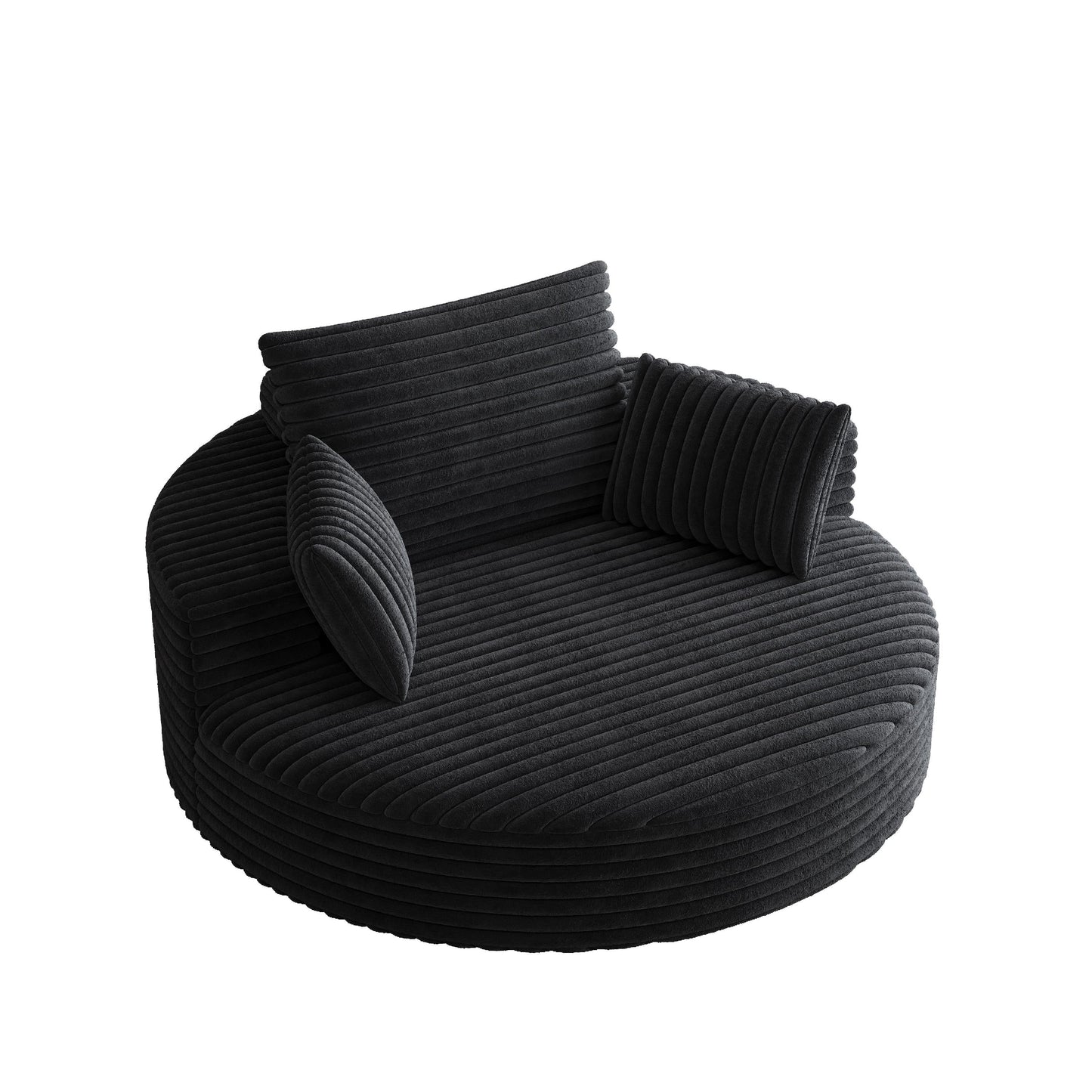 Fauteuil pivotant à une place en chenille cordouroyée et mousse