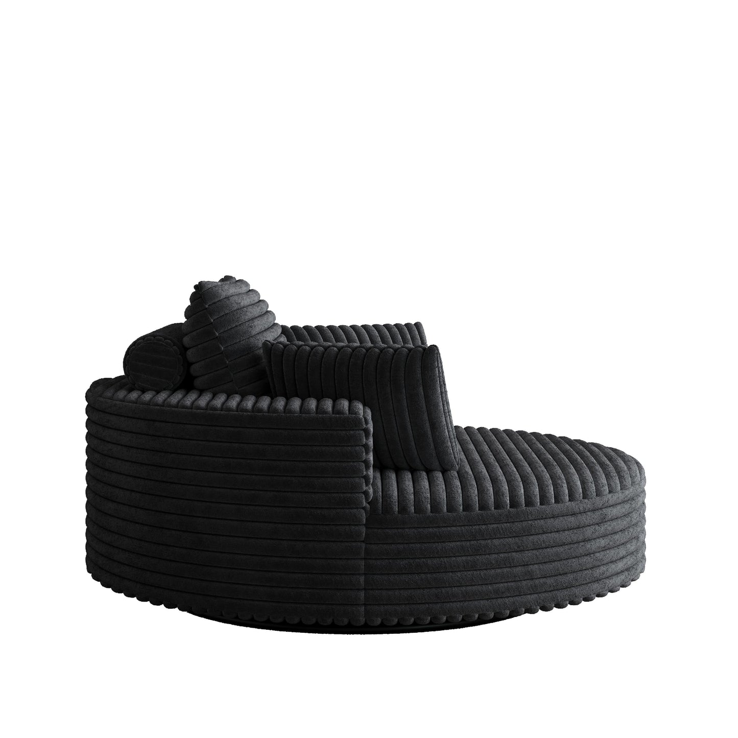 Fauteuil pivotant à une place en chenille cordouroyée et mousse