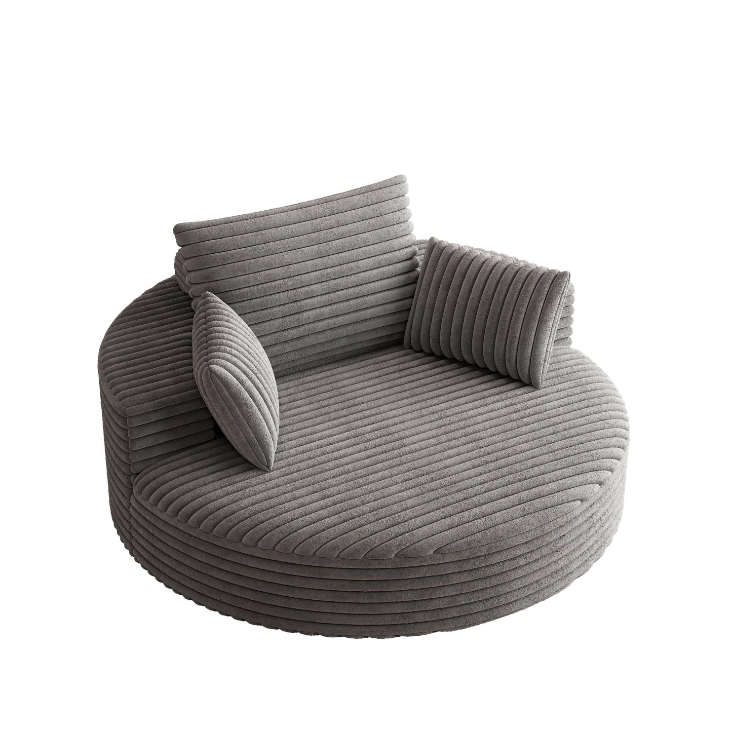 Fauteuil pivotant à une place en chenille cordouroyée et mousse