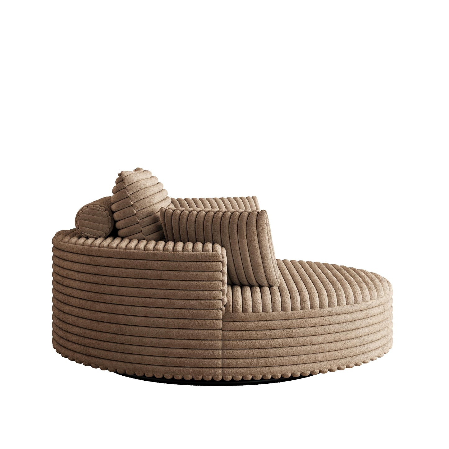Fauteuil pivotant à une place en chenille cordouroyée et mousse