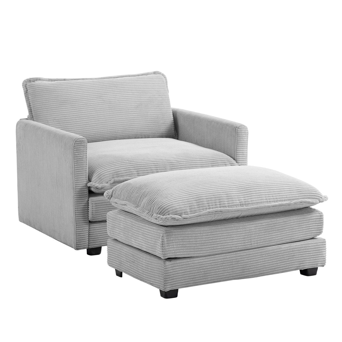 Canapé d'angle en velours côtelé avec ottomans amovibles et coussins ultra-doux pour salon et chambre à coucher