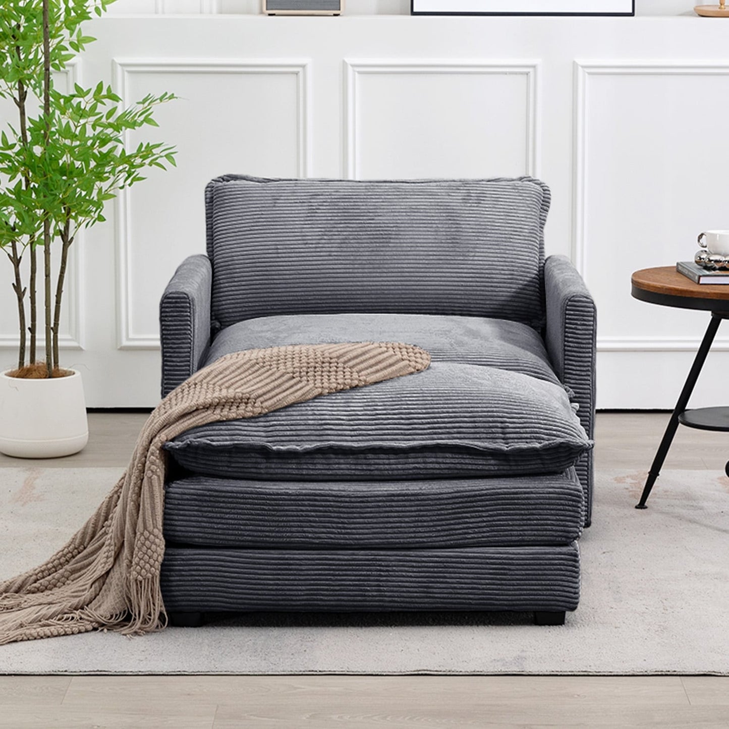 Canapé d'angle en velours côtelé avec ottomans amovibles et coussins ultra-doux pour salon et chambre à coucher
