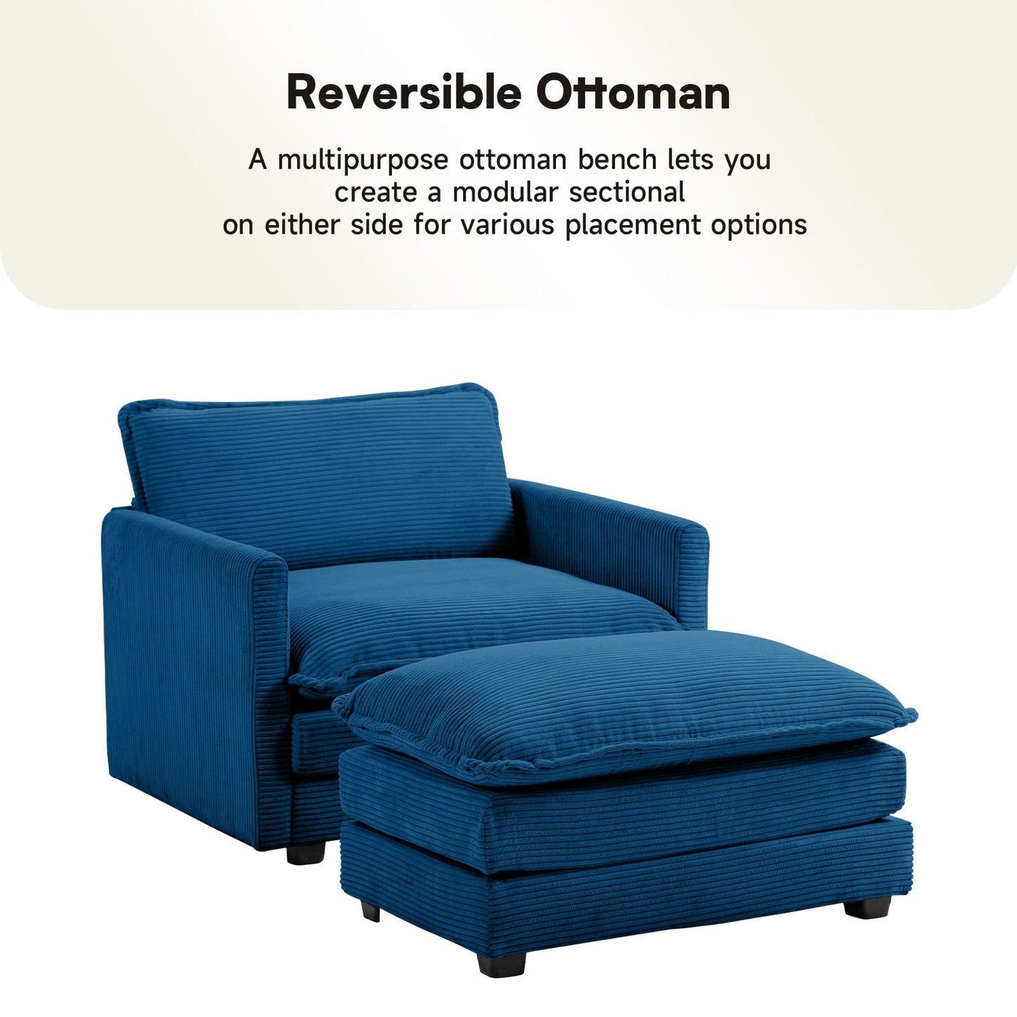 Canapé d'angle en velours côtelé avec ottomans amovibles et coussins ultra-doux pour salon et chambre à coucher