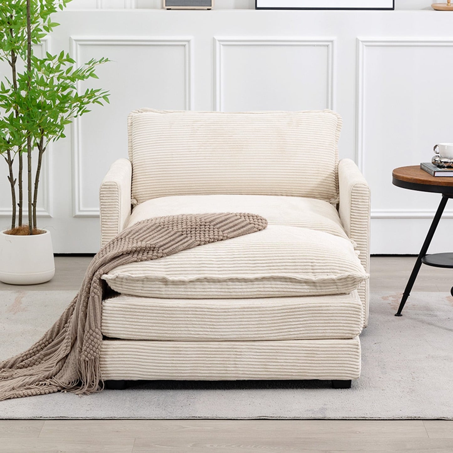 Canapé d'angle en velours côtelé avec ottomans amovibles et coussins ultra-doux pour salon et chambre à coucher