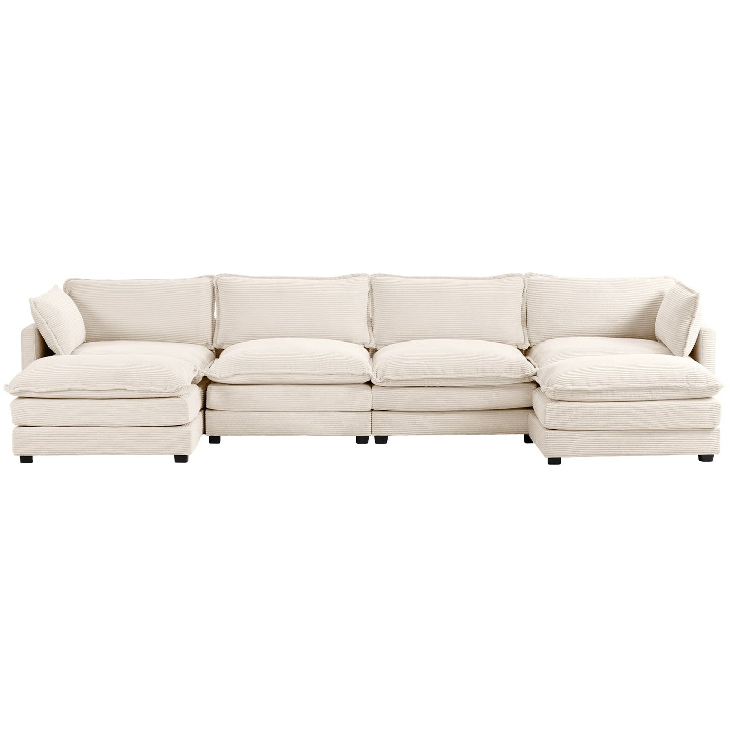 Canapé d'angle en velours côtelé avec ottomans amovibles et coussins ultra-doux pour salon et chambre à coucher