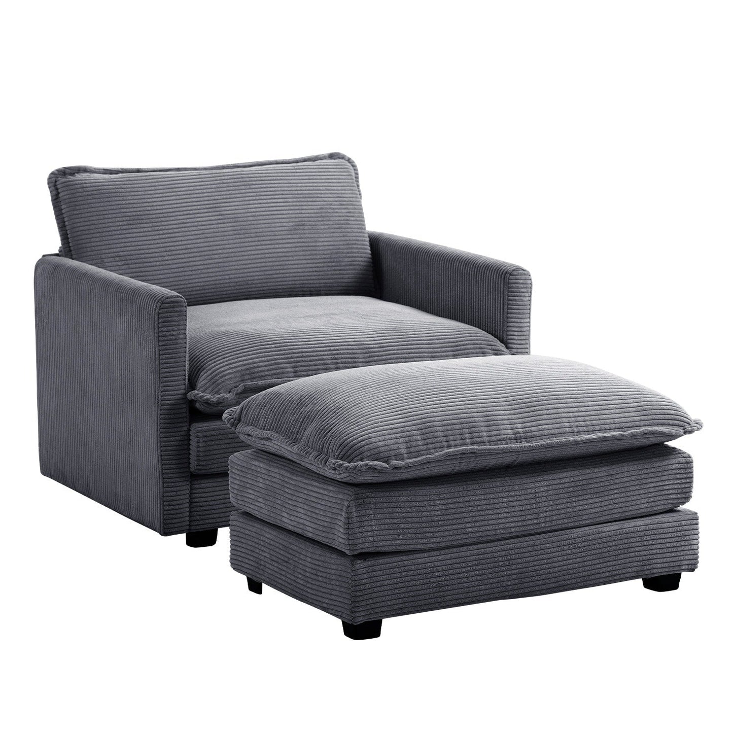 Canapé d'angle en velours côtelé avec ottomans amovibles et coussins ultra-doux pour salon et chambre à coucher