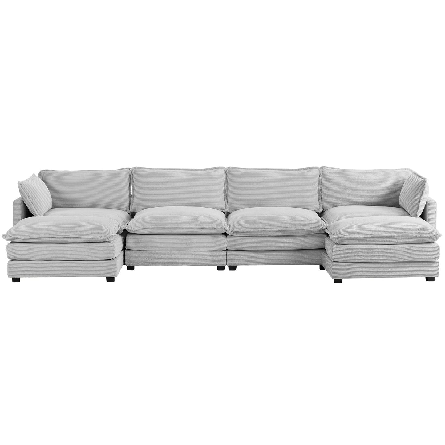 Canapé d'angle en velours côtelé avec ottomans amovibles et coussins ultra-doux pour salon et chambre à coucher