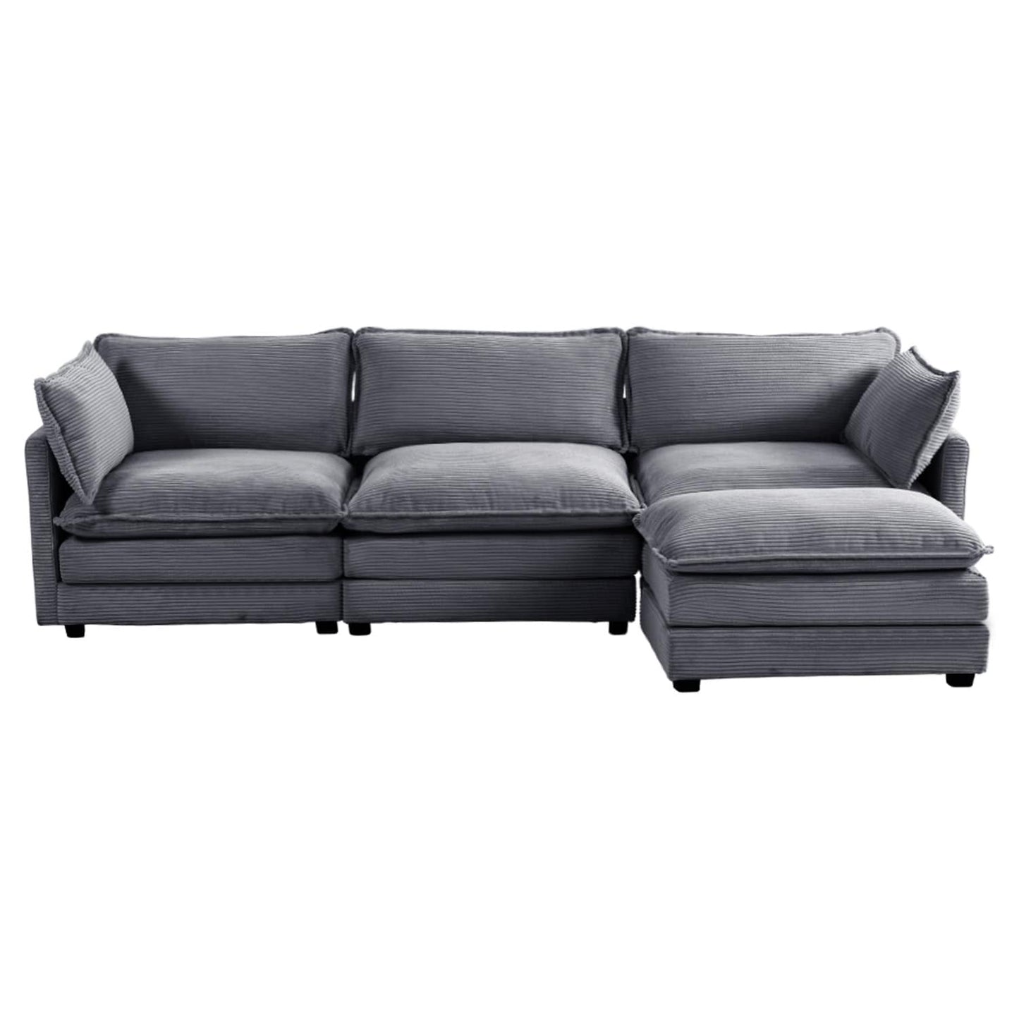 Canapé d'angle en velours côtelé avec ottomans amovibles et coussins ultra-doux pour salon et chambre à coucher