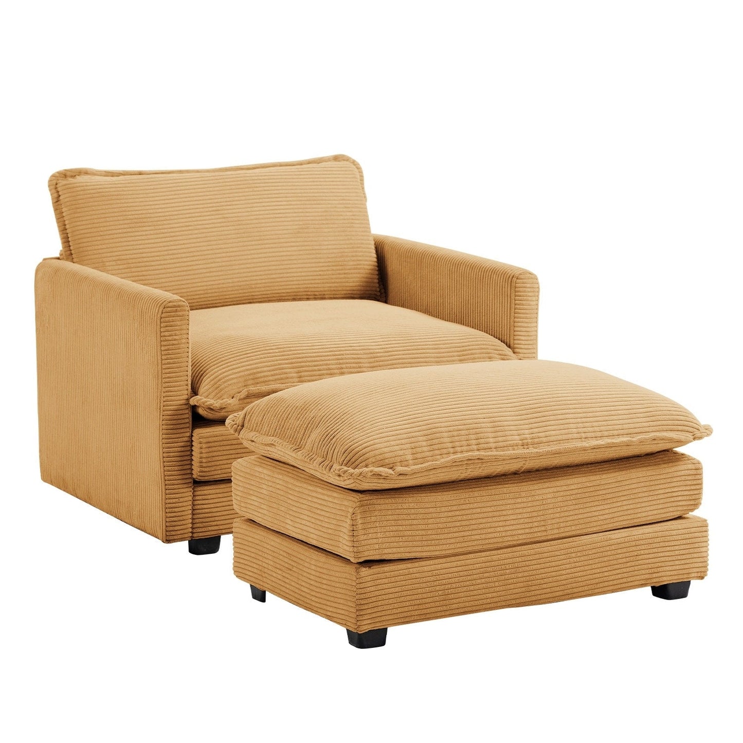 Canapé d'angle en velours côtelé avec ottomans amovibles et coussins ultra-doux pour salon et chambre à coucher