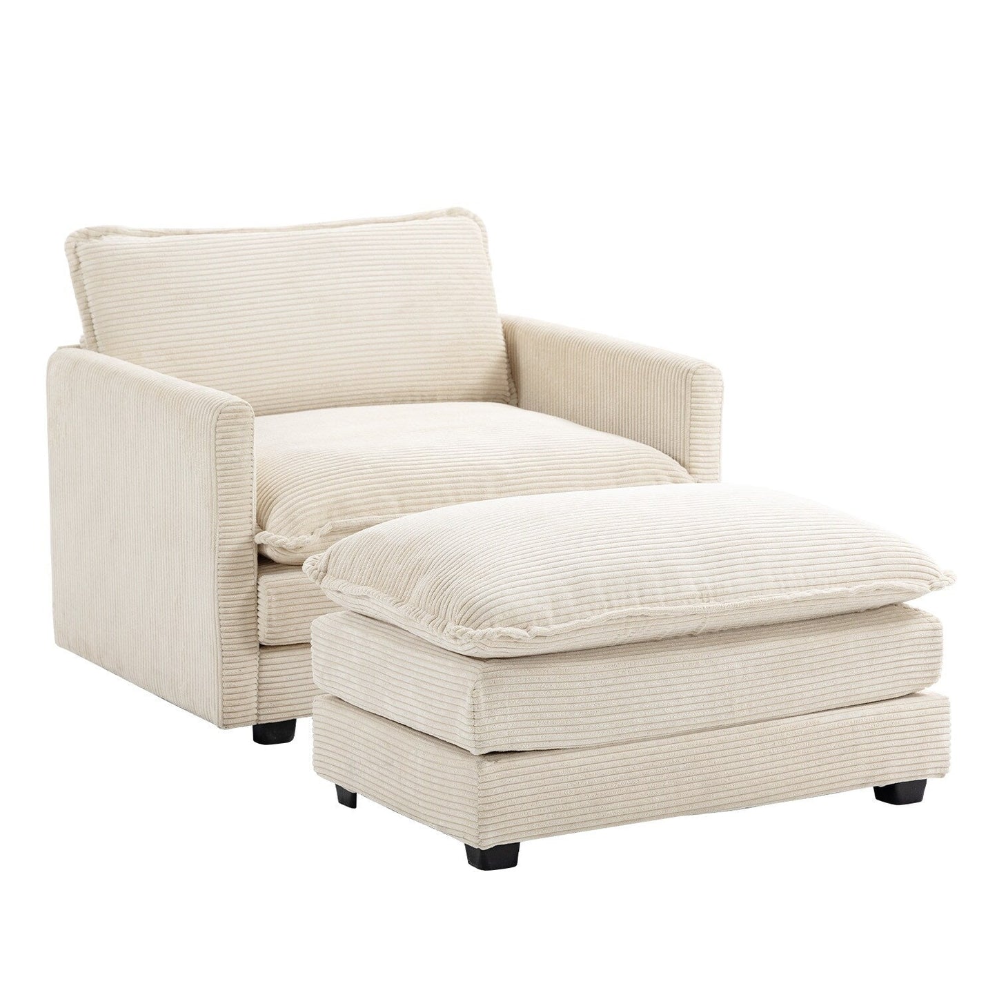 Canapé d'angle en velours côtelé avec ottomans amovibles et coussins ultra-doux pour salon et chambre à coucher