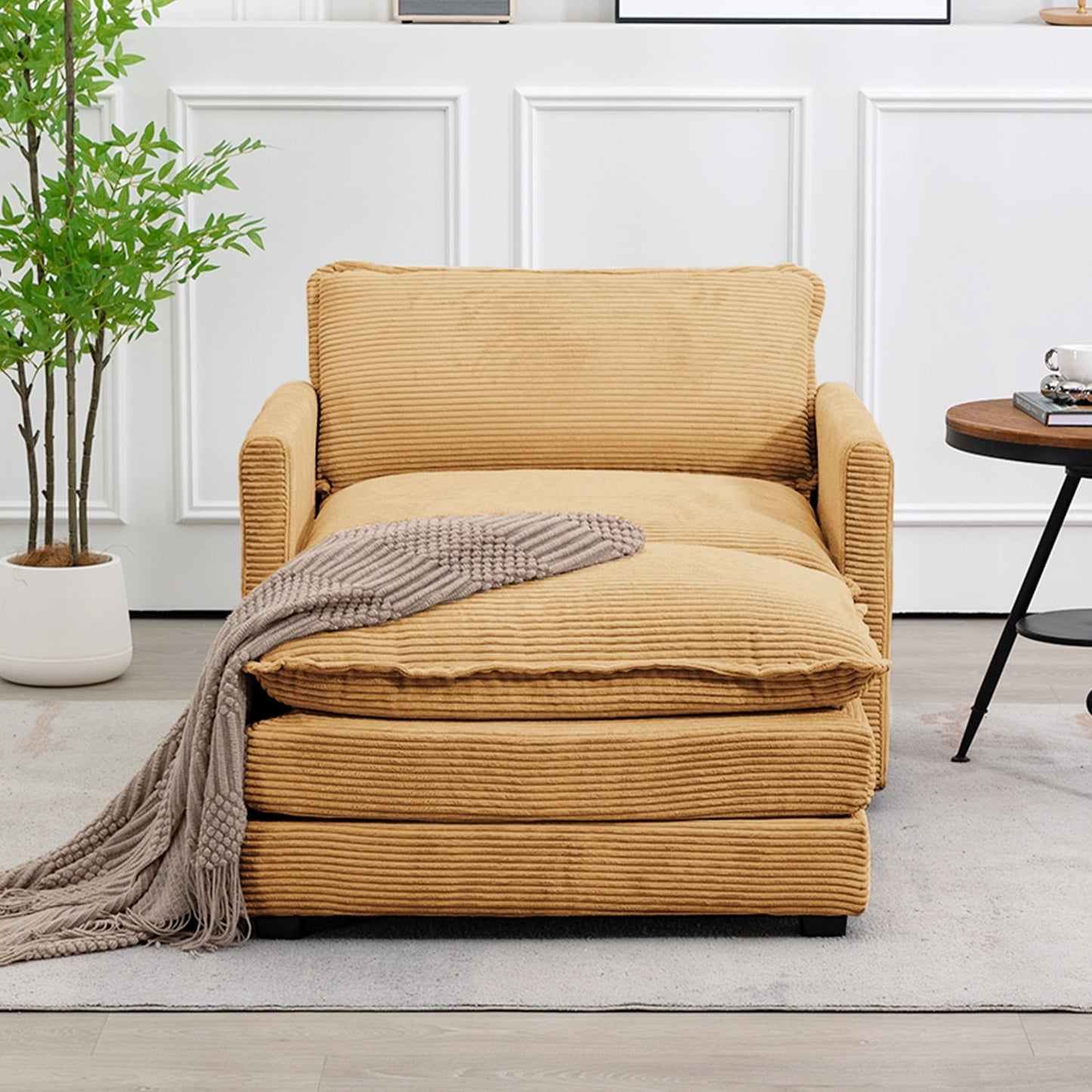 Canapé d'angle en velours côtelé avec ottomans amovibles et coussins ultra-doux pour salon et chambre à coucher