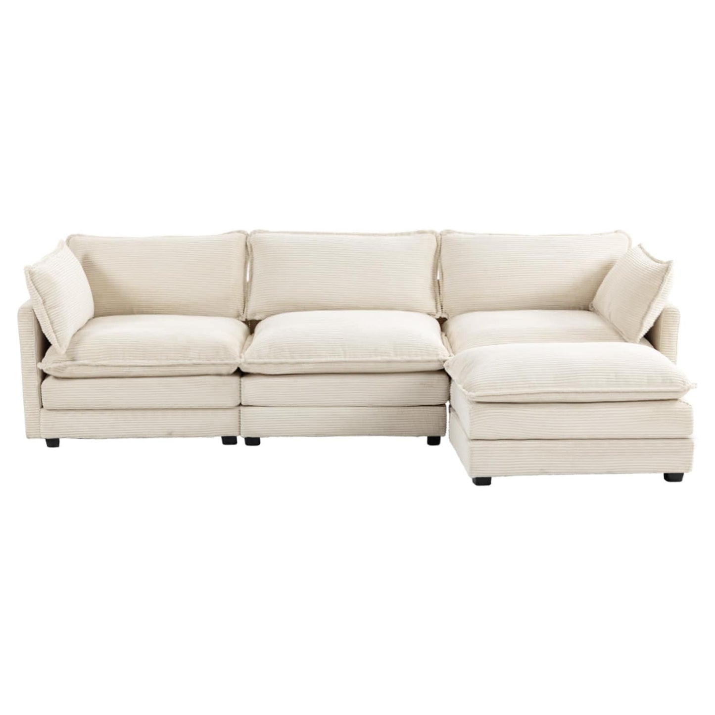 Canapé d'angle en velours côtelé avec ottomans amovibles et coussins ultra-doux pour salon et chambre à coucher