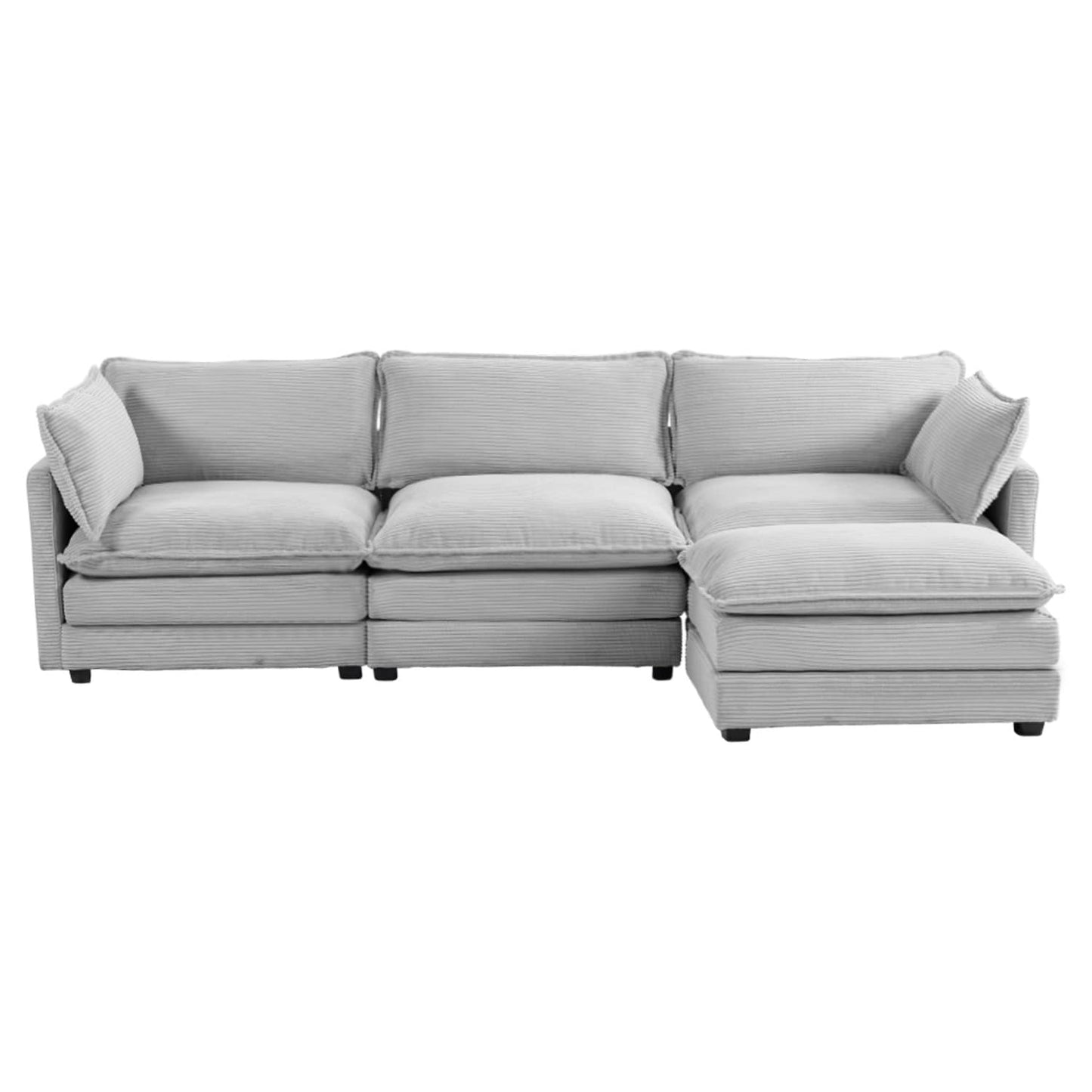 Canapé d'angle en velours côtelé avec ottomans amovibles et coussins ultra-doux pour salon et chambre à coucher