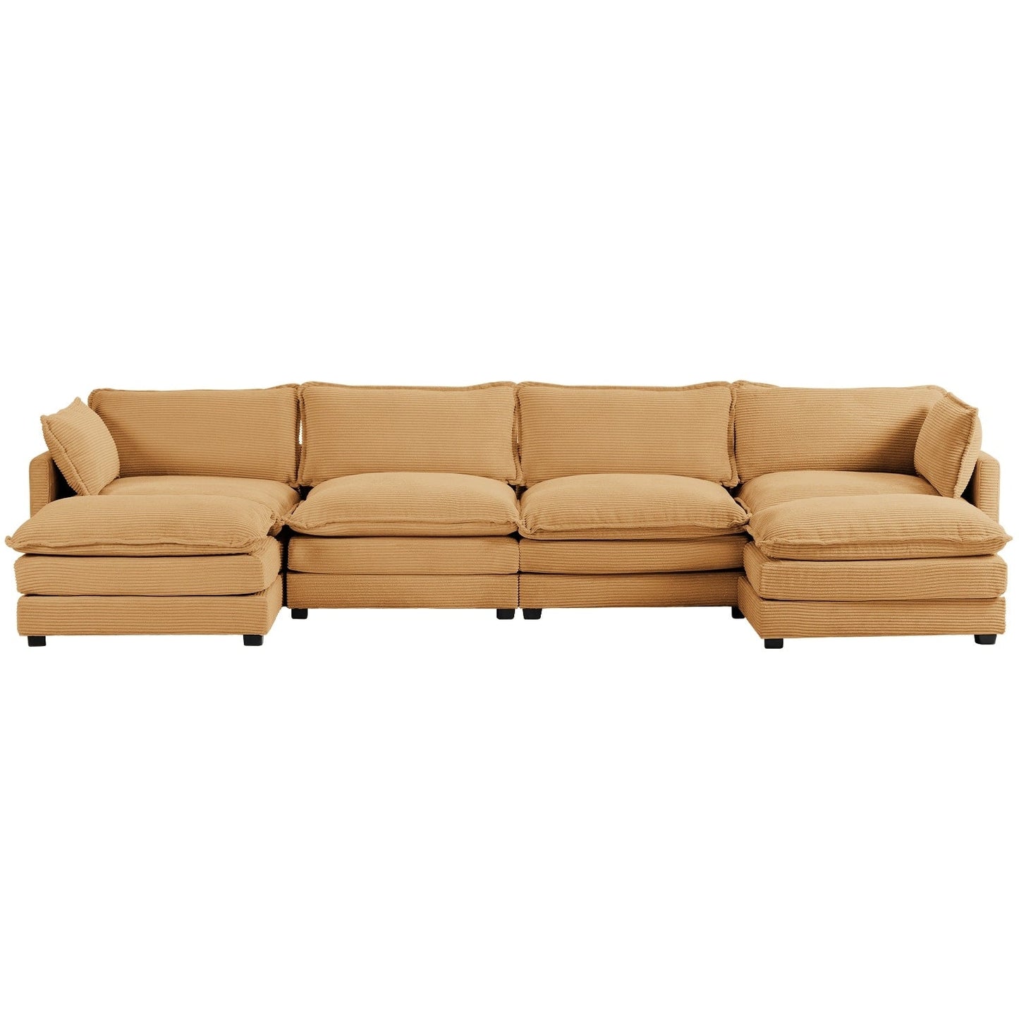 Canapé d'angle en velours côtelé avec ottomans amovibles et coussins ultra-doux pour salon et chambre à coucher