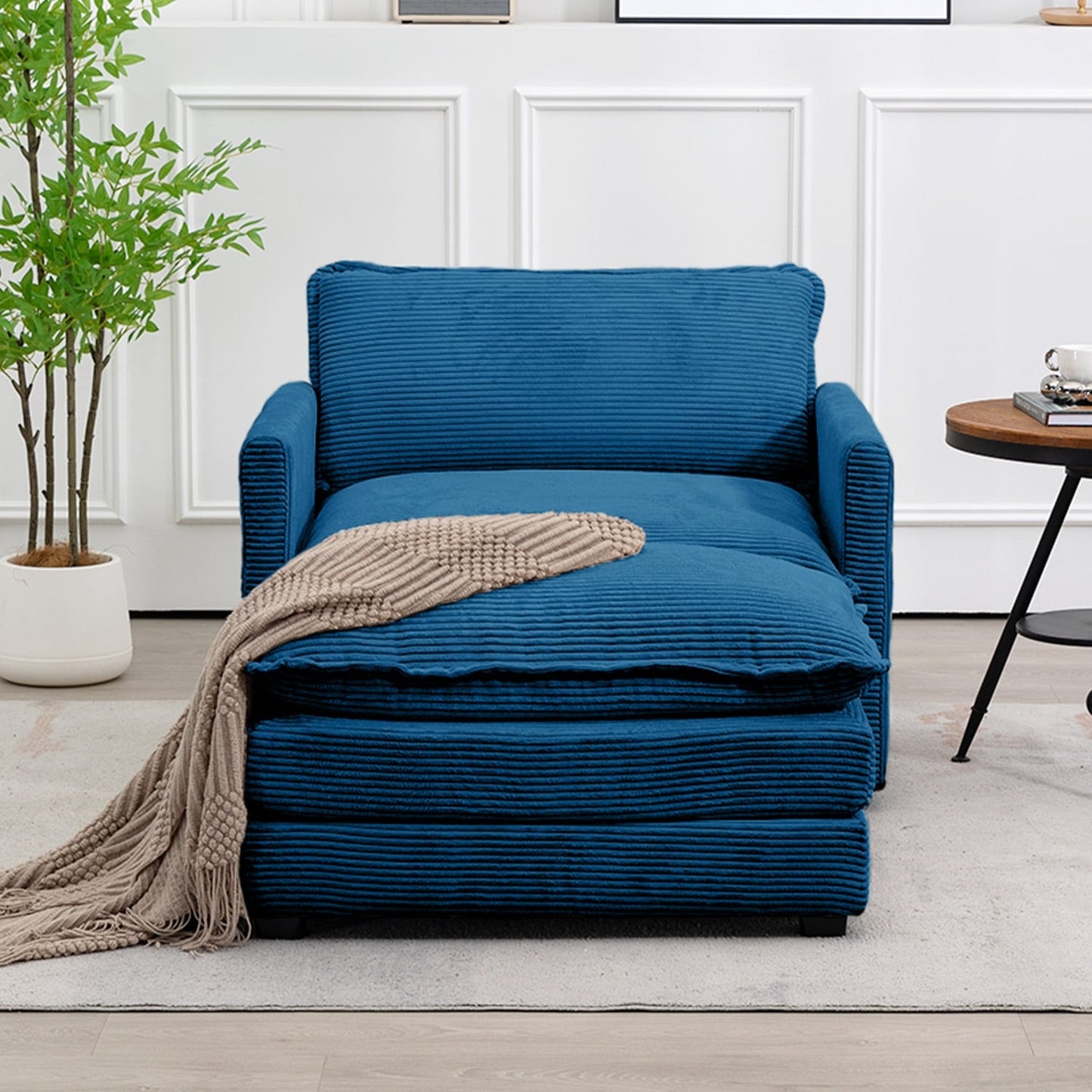 Canapé d'angle en velours côtelé avec ottomans amovibles et coussins ultra-doux pour salon et chambre à coucher