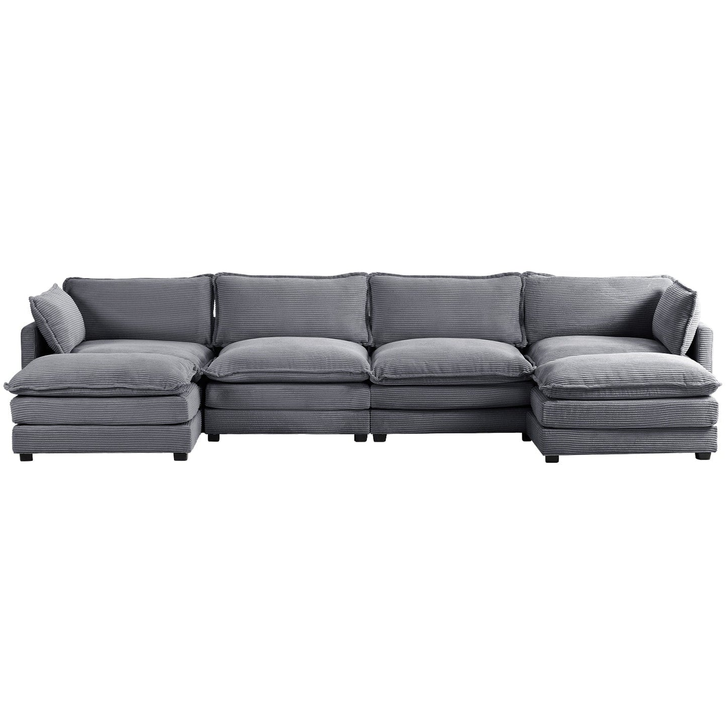Canapé d'angle en velours côtelé avec ottomans amovibles et coussins ultra-doux pour salon et chambre à coucher