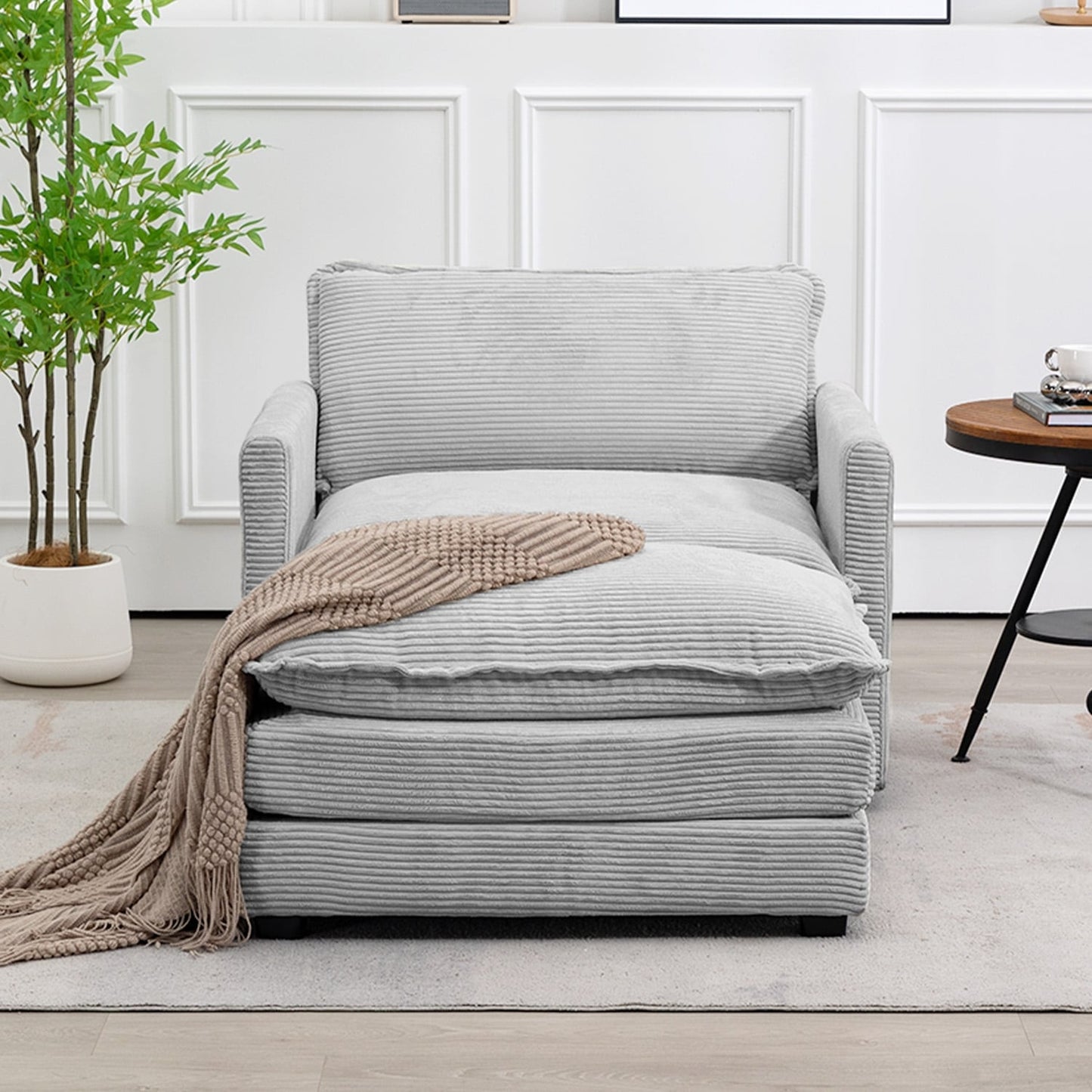 Canapé d'angle en velours côtelé avec ottomans amovibles et coussins ultra-doux pour salon et chambre à coucher