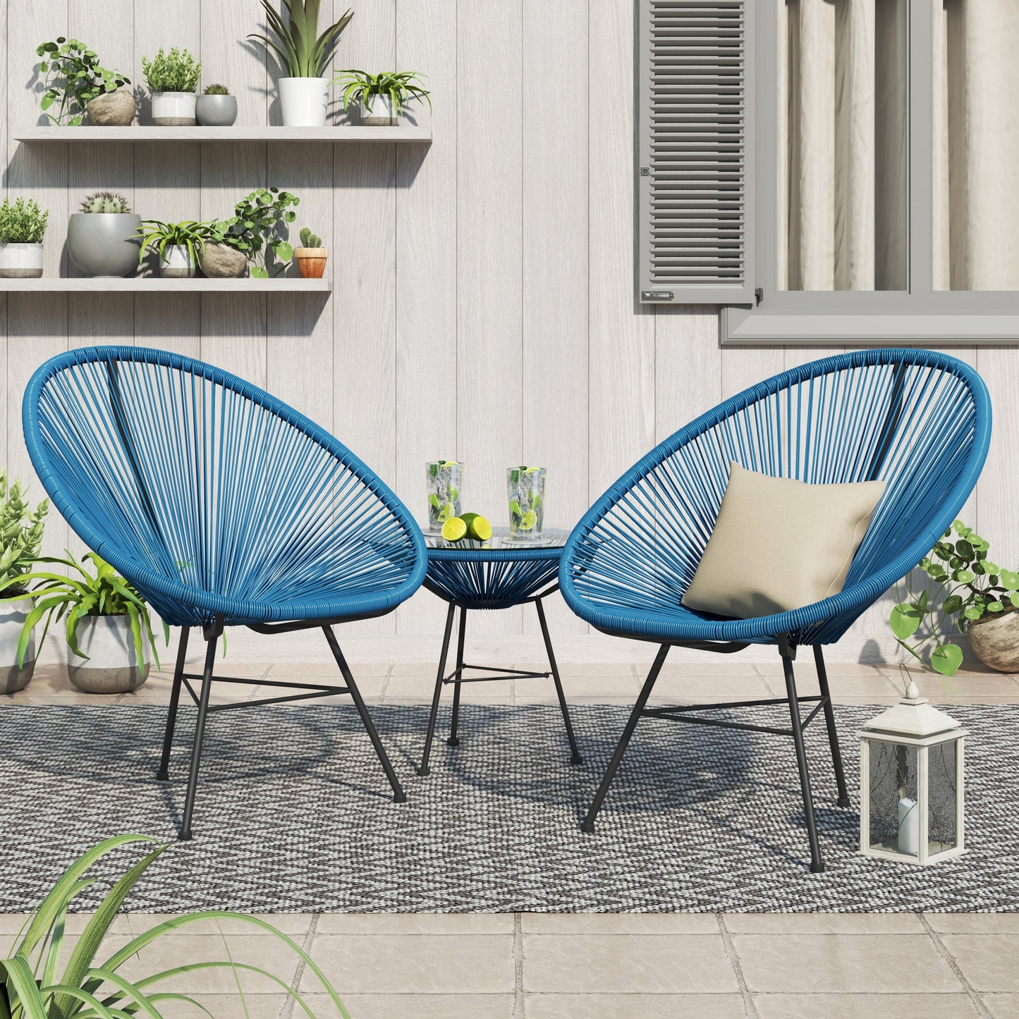 Ensemble de bistro moderne en osier Acapulco Corvus Sarcelles, 3 pièces