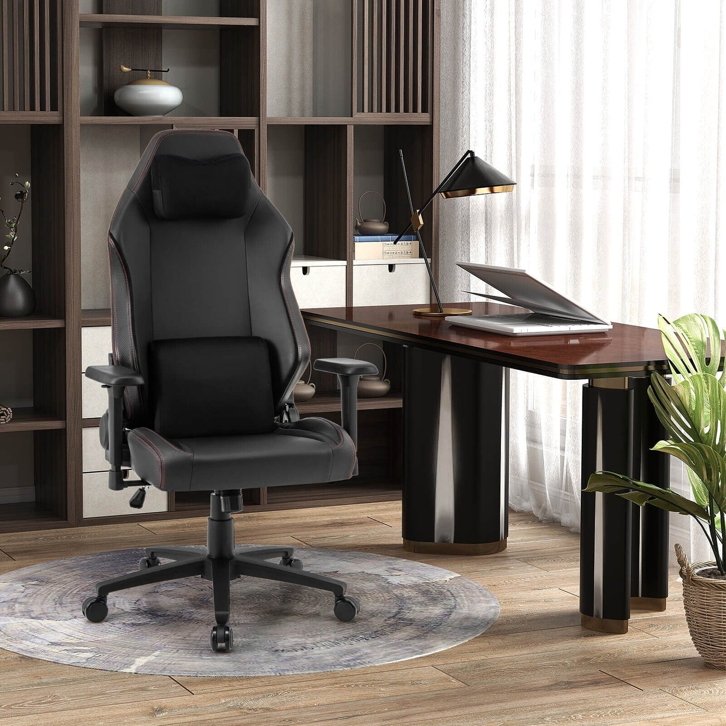 Costway Chaise de jeu ergonomique, dossier haut, pour ordinateur, avec fonction basculante - Voir les détails