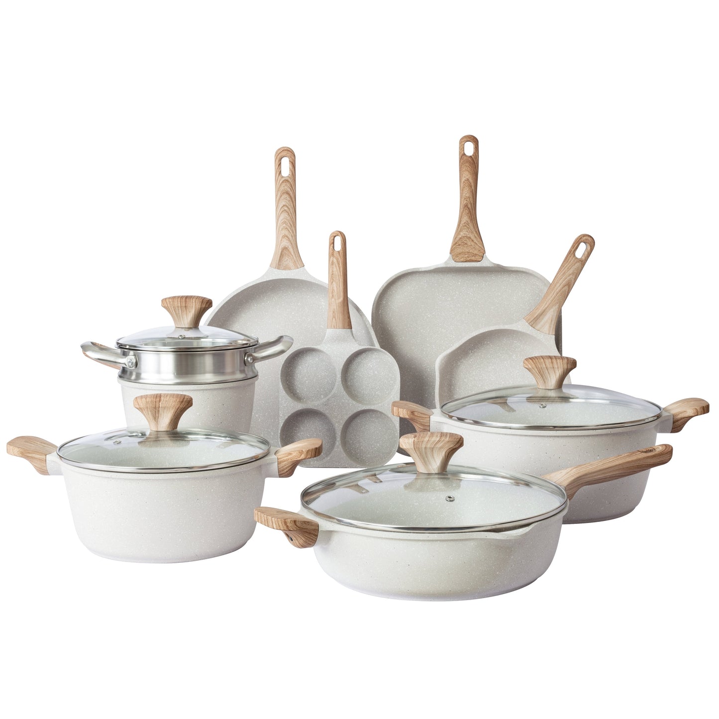Country Kitchen - Ensemble de 13 pièces pour induction en aluminium coulé avec poignées en BAKÉLITE