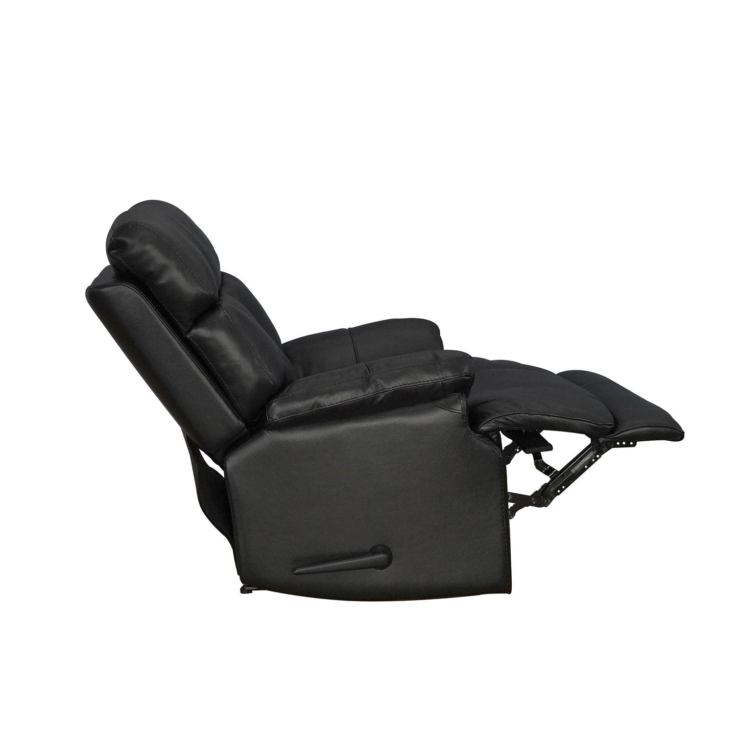 Davin Fauteuil inclinable manuel en cuir véritable, grain supérieur, marron, avec repose-pieds extensible.