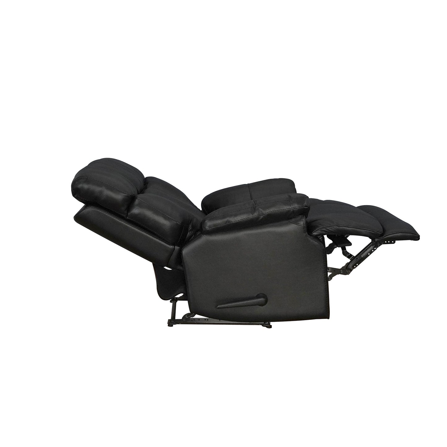 Davin Fauteuil inclinable manuel en cuir véritable, grain supérieur, marron, avec repose-pieds extensible.