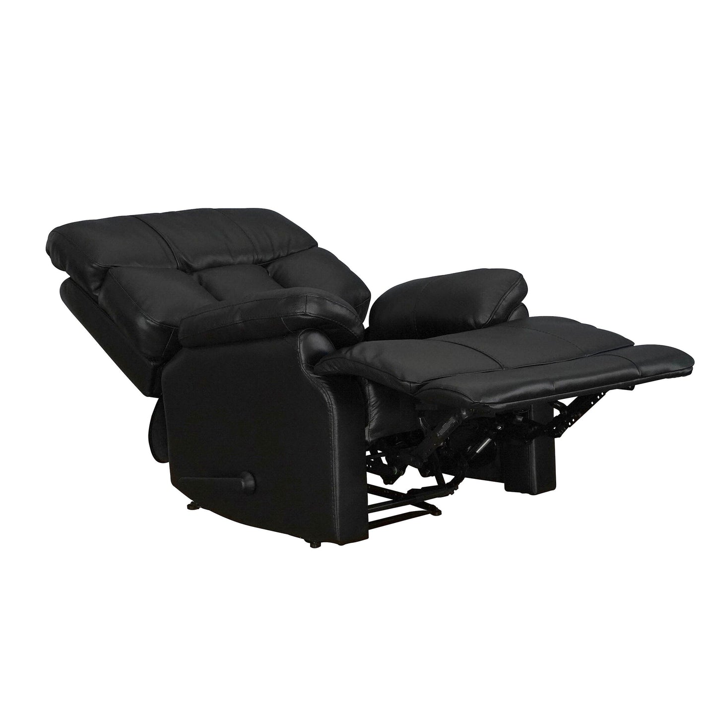 Davin Fauteuil inclinable manuel en cuir véritable, grain supérieur, marron, avec repose-pieds extensible.