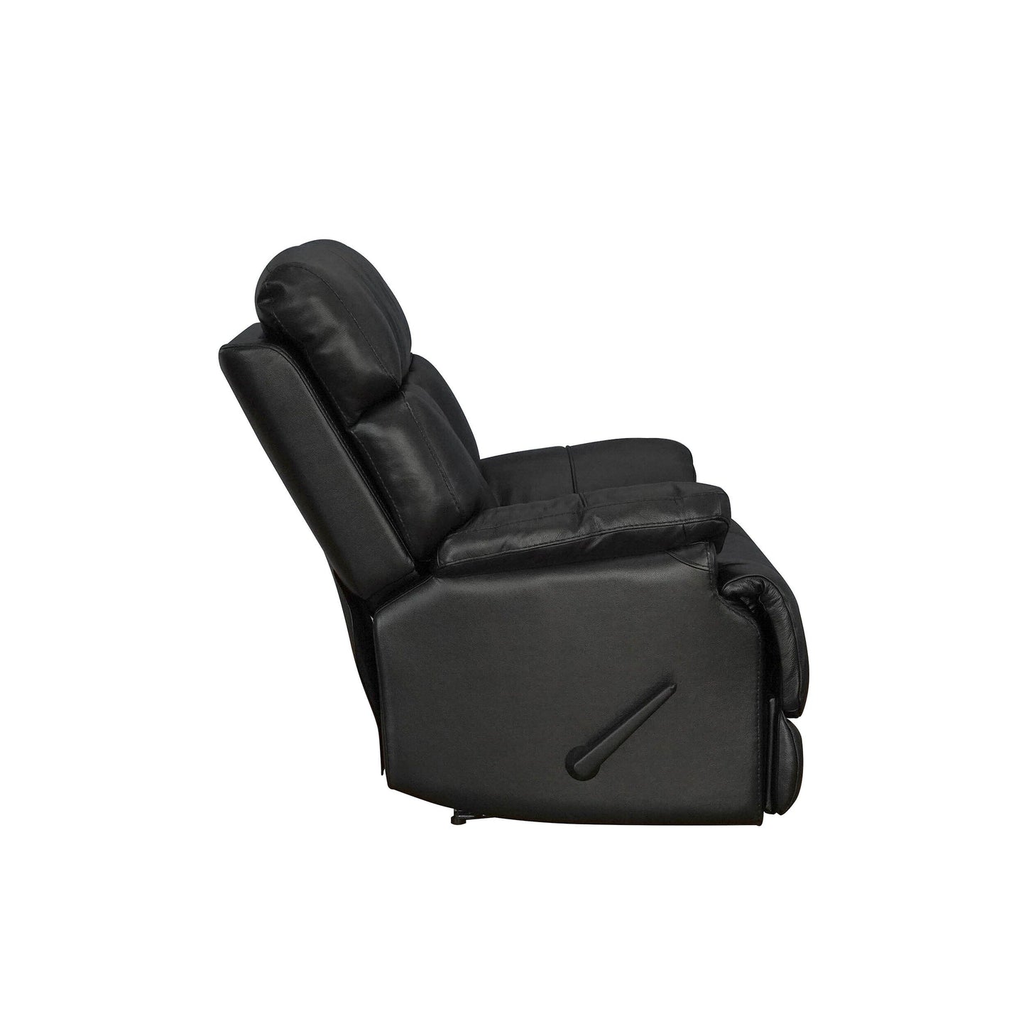 Davin Fauteuil inclinable manuel en cuir véritable, grain supérieur, marron, avec repose-pieds extensible.