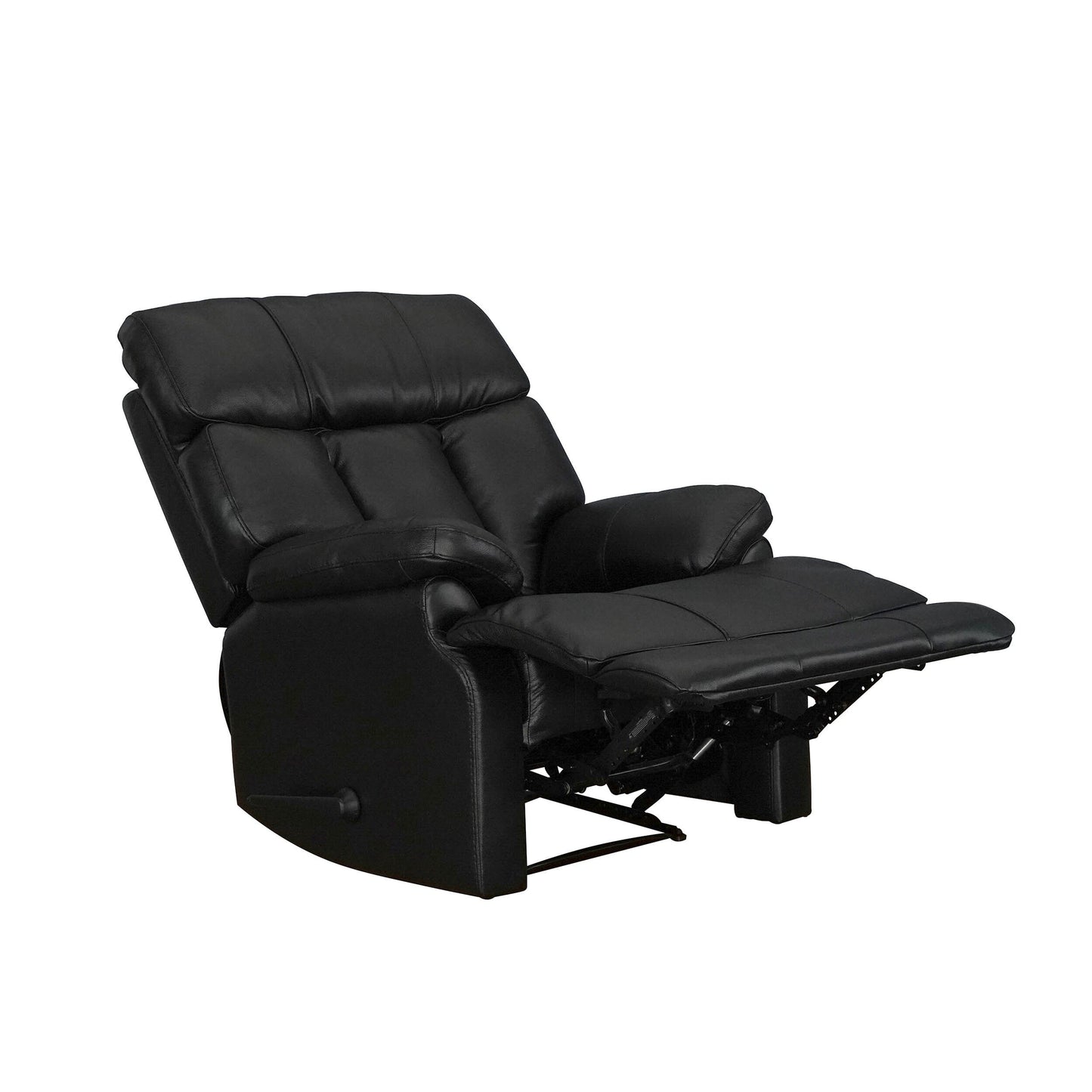 Davin Fauteuil inclinable manuel en cuir véritable, grain supérieur, marron, avec repose-pieds extensible.