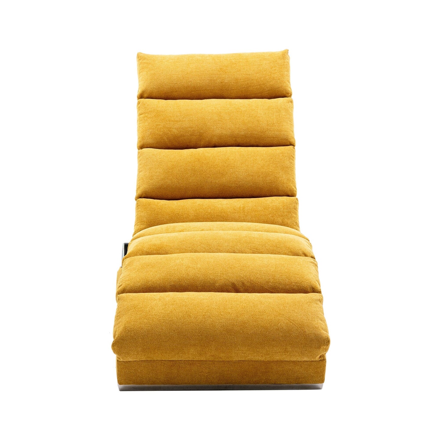 Chaise longue de massage ergonomique en lin, inclinable, capitonnée, avec fonction lit, télécommande et 5 modes de vibration.