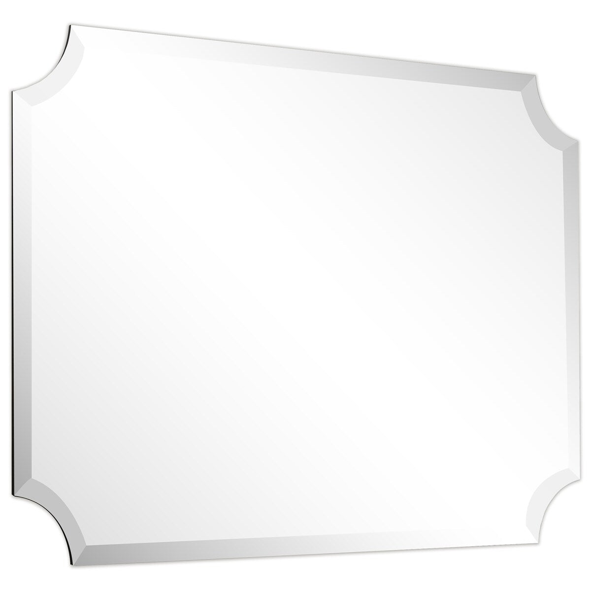 Miroir mural rectangulaire sans cadre, à bords festonnés et biseautés, pour salle de bain, meuble-lavabo, chambre à coucher, bord biseauté de 1 côté - Transparent