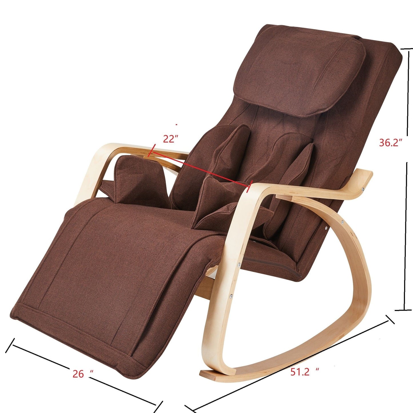 Fauteuil inclinable avec fonction de massage complète, pression d'air, relaxation, basculant et réglable, avec coussin en tissu coton.