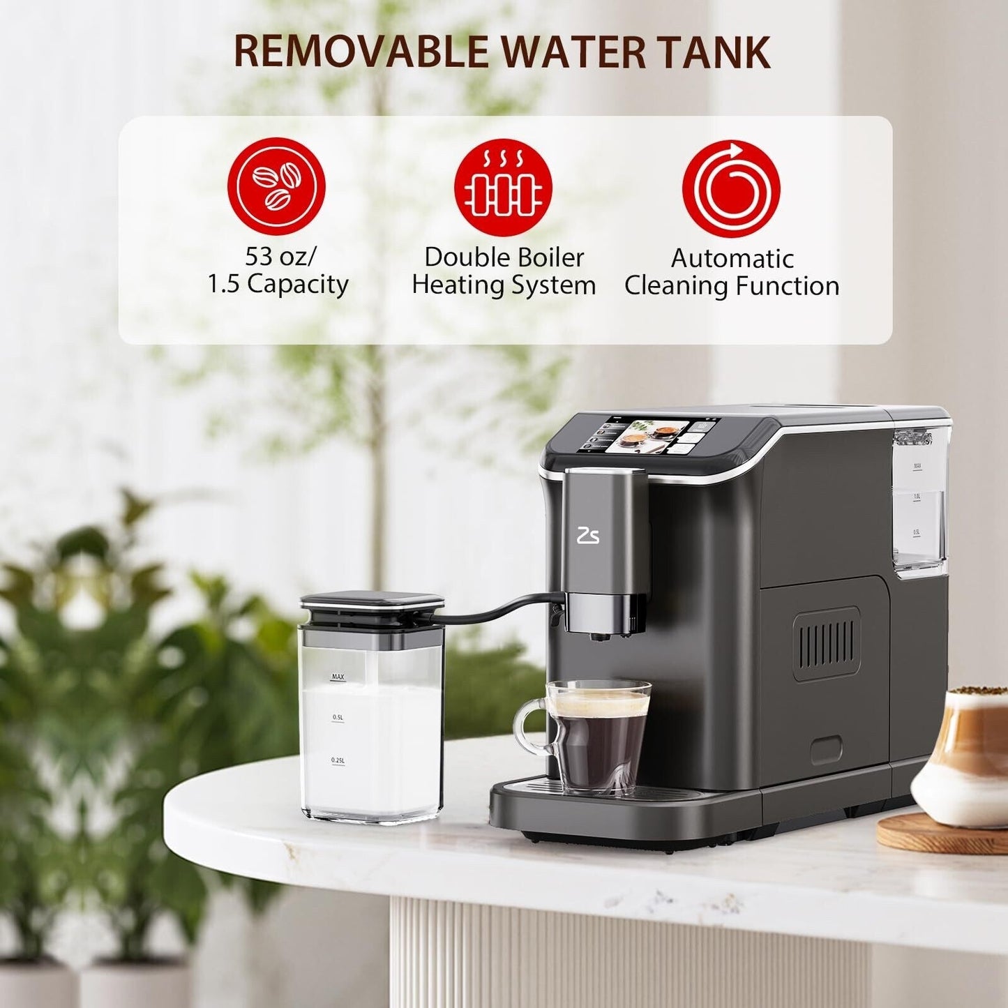 Machine à expresso entièrement automatique avec mousseur de lait automatique