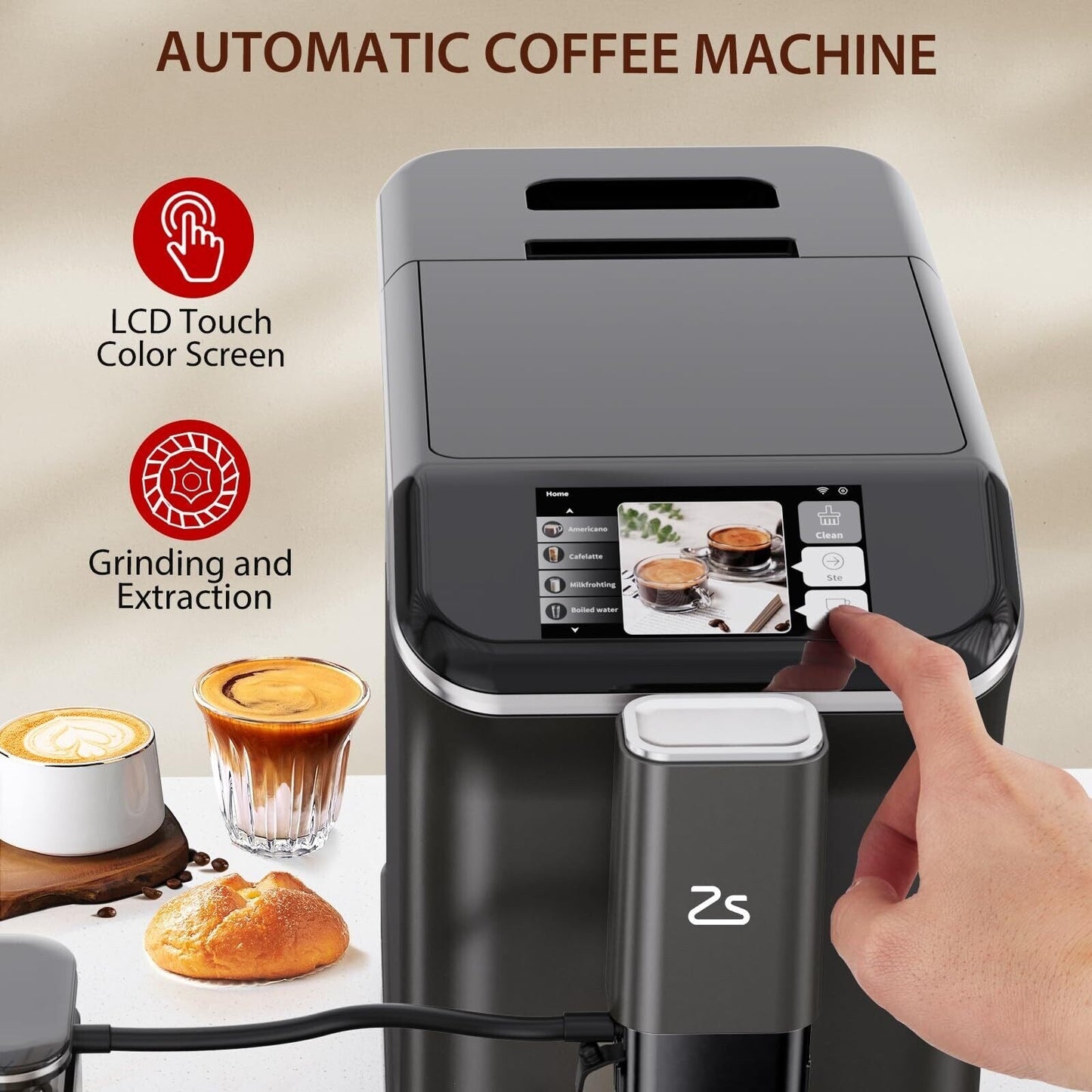 Machine à expresso entièrement automatique avec mousseur de lait automatique