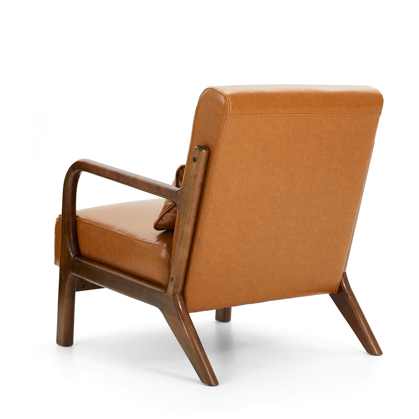 Fauteuil d'appoint Glitzhome en cuir PU, style moderne du milieu du siècle, avec coussin - 65,4 cm (l) x 85,75 cm (p) x 78,1 cm (h)