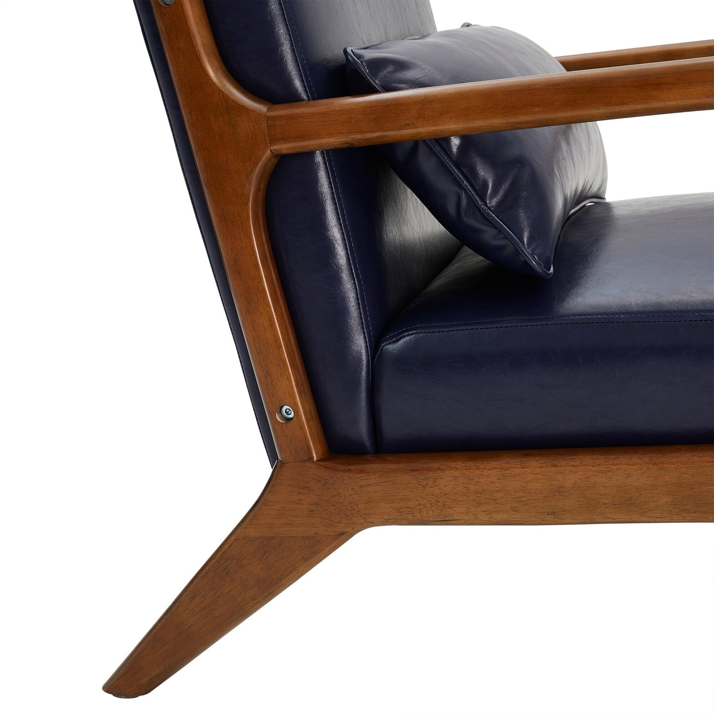 Fauteuil d'appoint Glitzhome en cuir PU, style moderne du milieu du siècle, avec coussin - 65,4 cm (l) x 85,75 cm (p) x 78,1 cm (h)