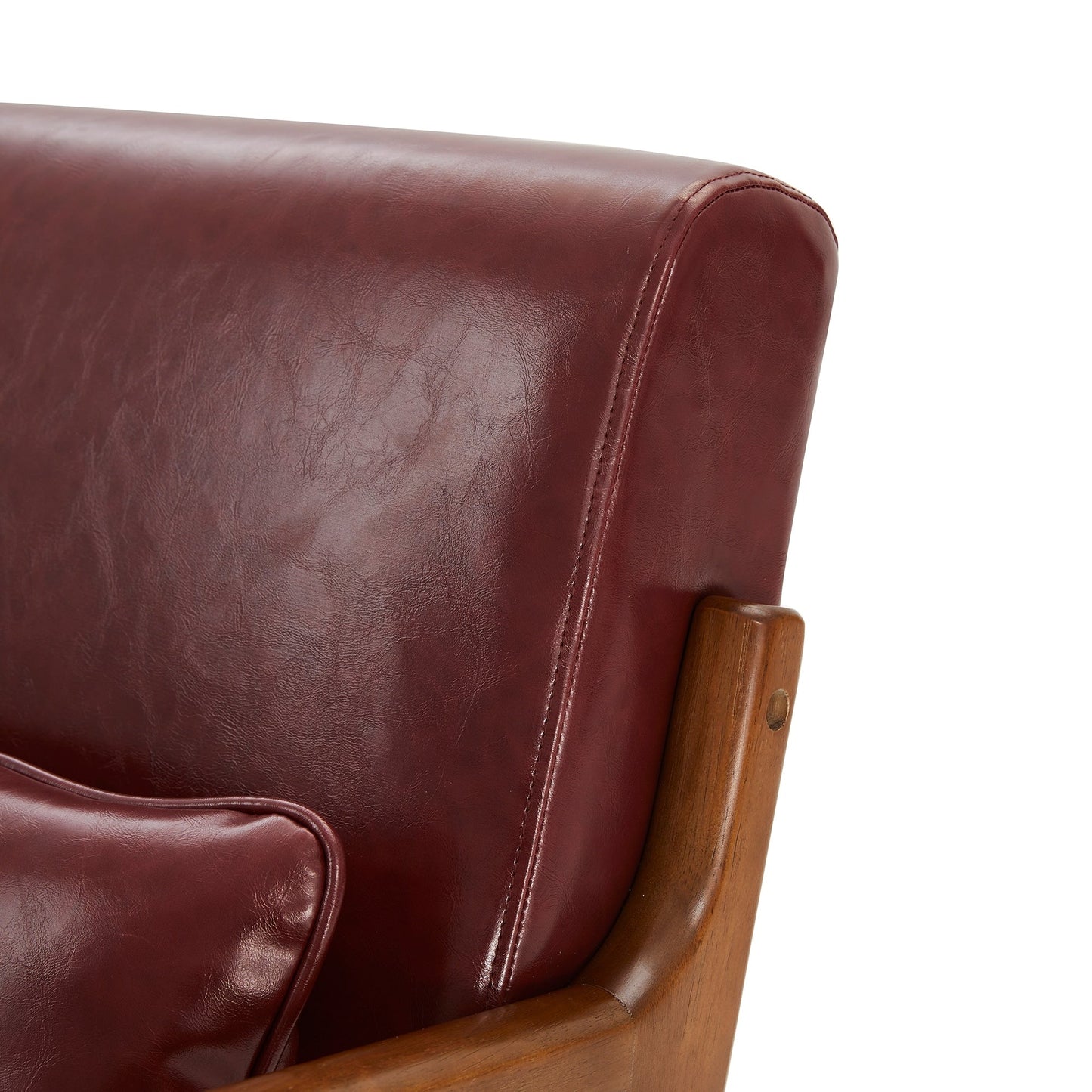 Fauteuil d'appoint Glitzhome en cuir PU, style moderne du milieu du siècle, avec coussin - 65,4 cm (l) x 85,75 cm (p) x 78,1 cm (h)