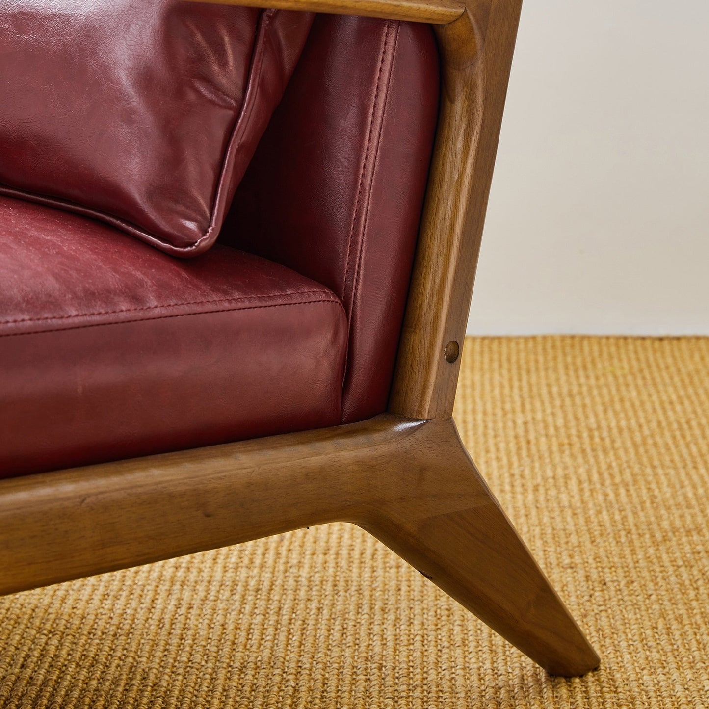 Fauteuil d'appoint Glitzhome en cuir PU, style moderne du milieu du siècle, avec coussin - 65,4 cm (l) x 85,75 cm (p) x 78,1 cm (h)