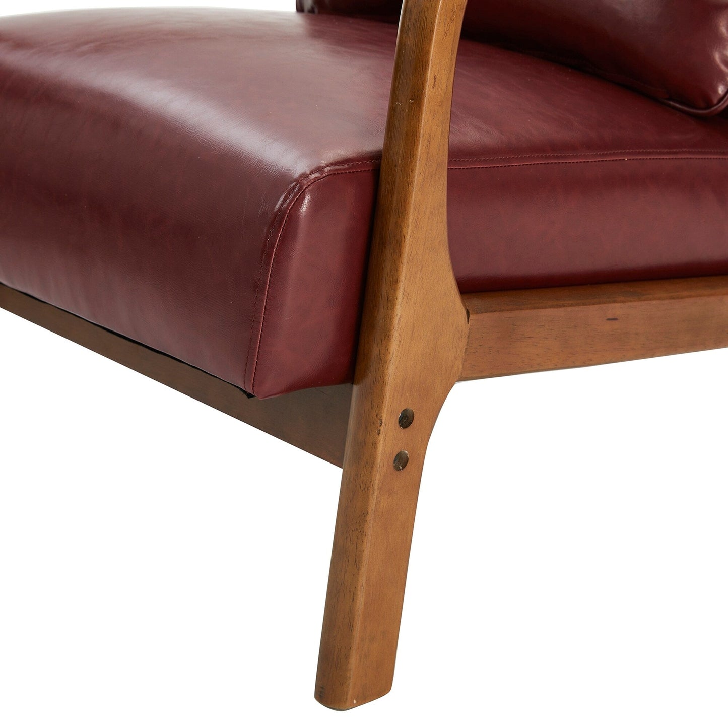 Fauteuil d'appoint Glitzhome en cuir PU, style moderne du milieu du siècle, avec coussin - 65,4 cm (l) x 85,75 cm (p) x 78,1 cm (h)