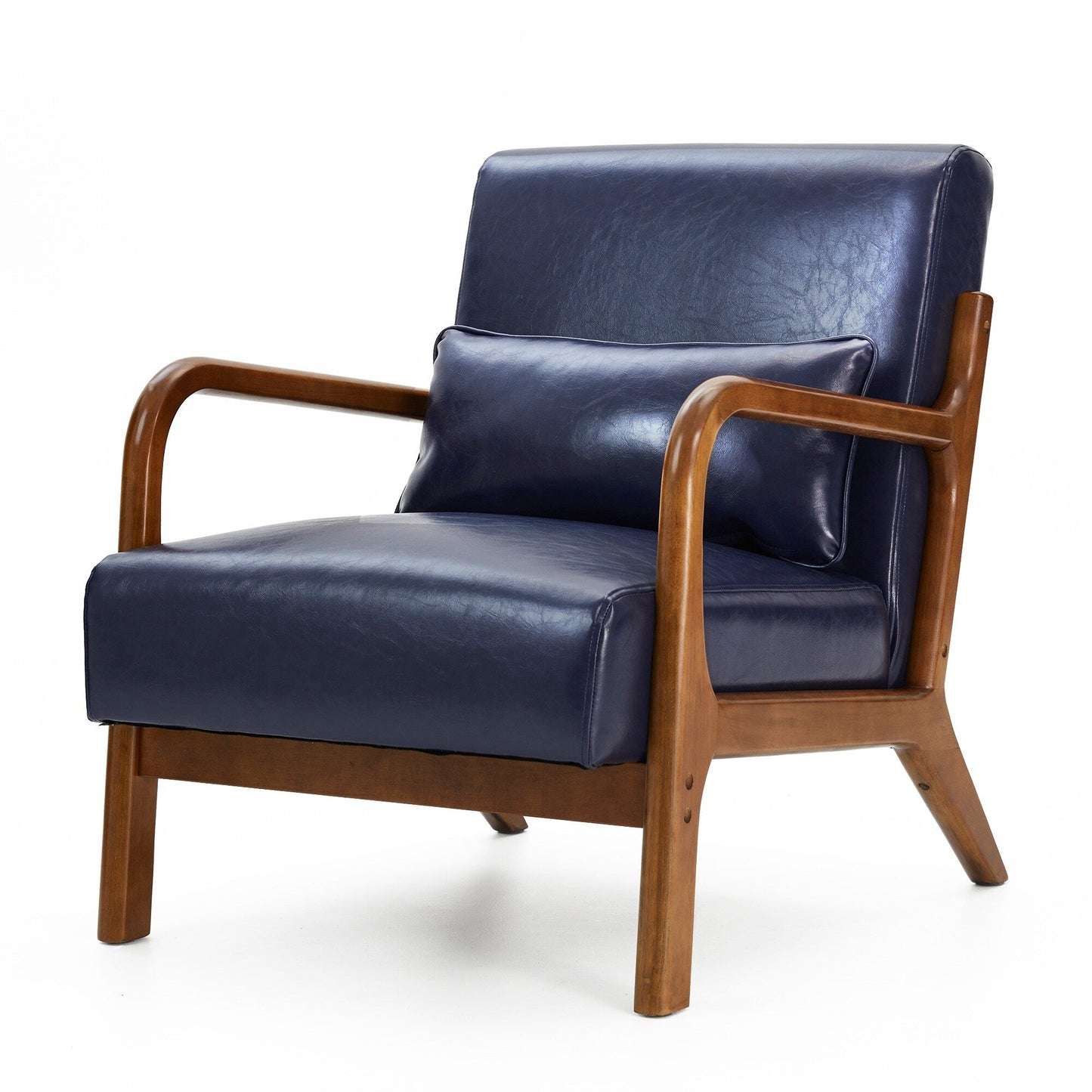 Fauteuil d'appoint Glitzhome en cuir PU, style moderne du milieu du siècle, avec coussin - 65,4 cm (l) x 85,75 cm (p) x 78,1 cm (h)