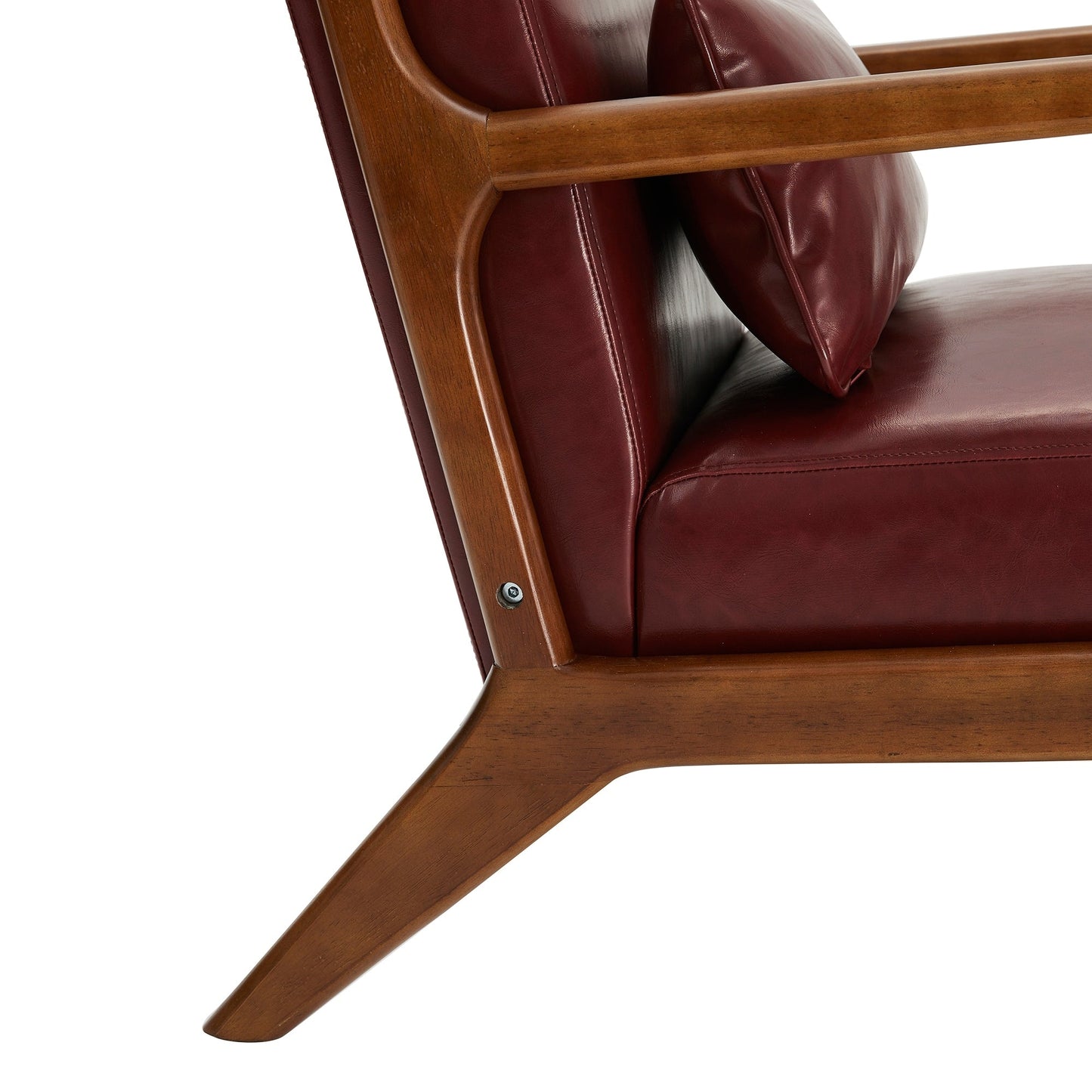 Fauteuil d'appoint Glitzhome en cuir PU, style moderne du milieu du siècle, avec coussin - 65,4 cm (l) x 85,75 cm (p) x 78,1 cm (h)