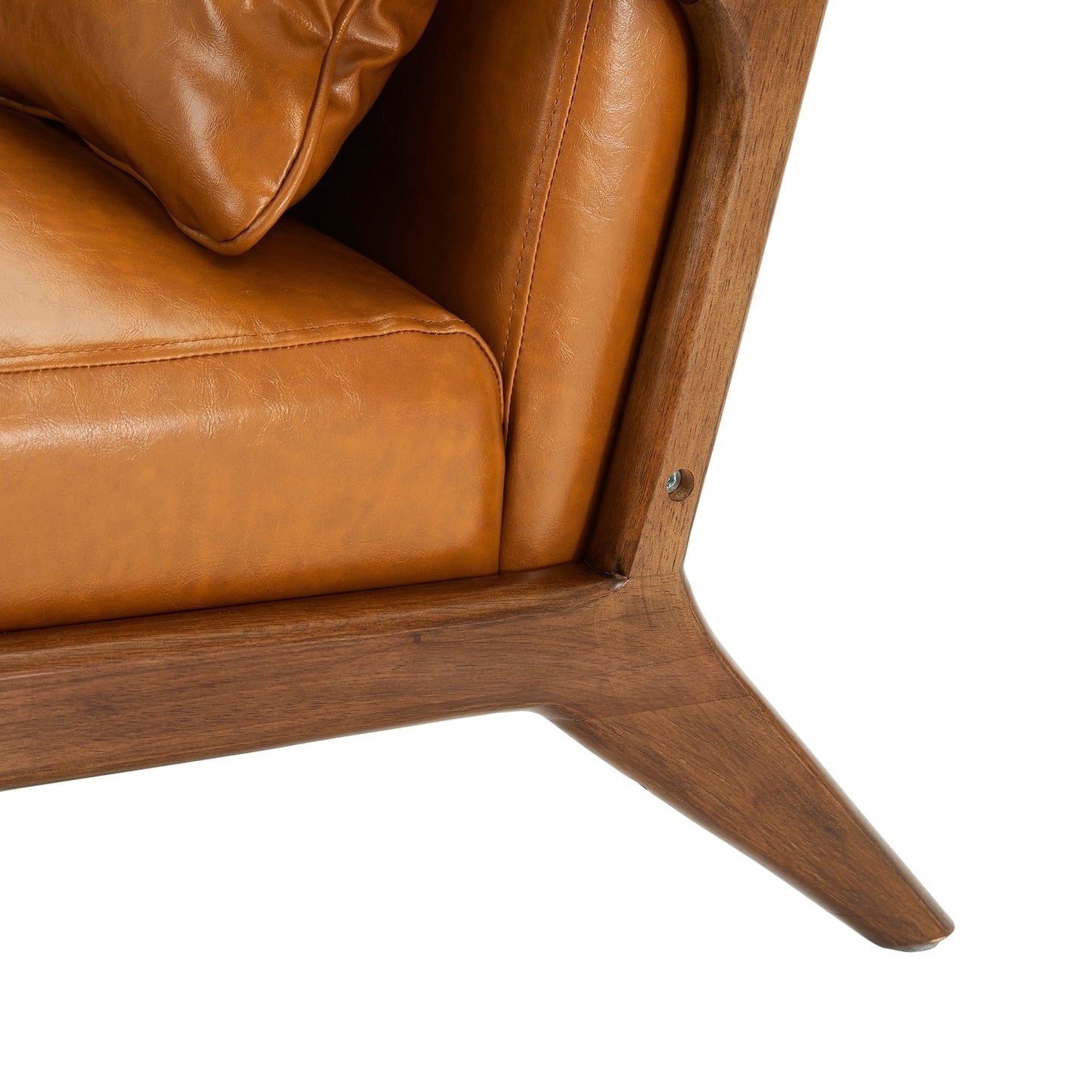 Fauteuil d'appoint Glitzhome en cuir PU, style moderne du milieu du siècle, avec coussin - 65,4 cm (l) x 85,75 cm (p) x 78,1 cm (h)
