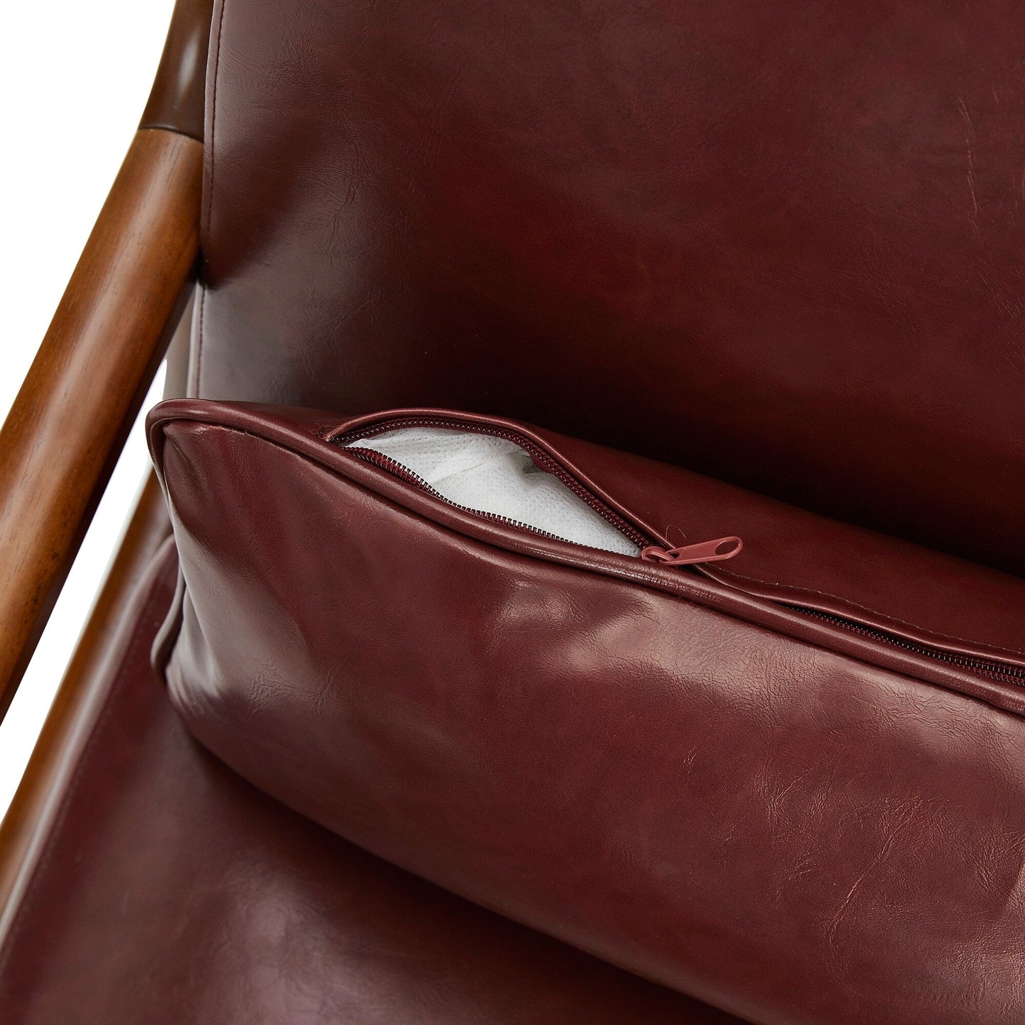 Fauteuil d'appoint Glitzhome en cuir PU, style moderne du milieu du siècle, avec coussin - 65,4 cm (l) x 85,75 cm (p) x 78,1 cm (h)