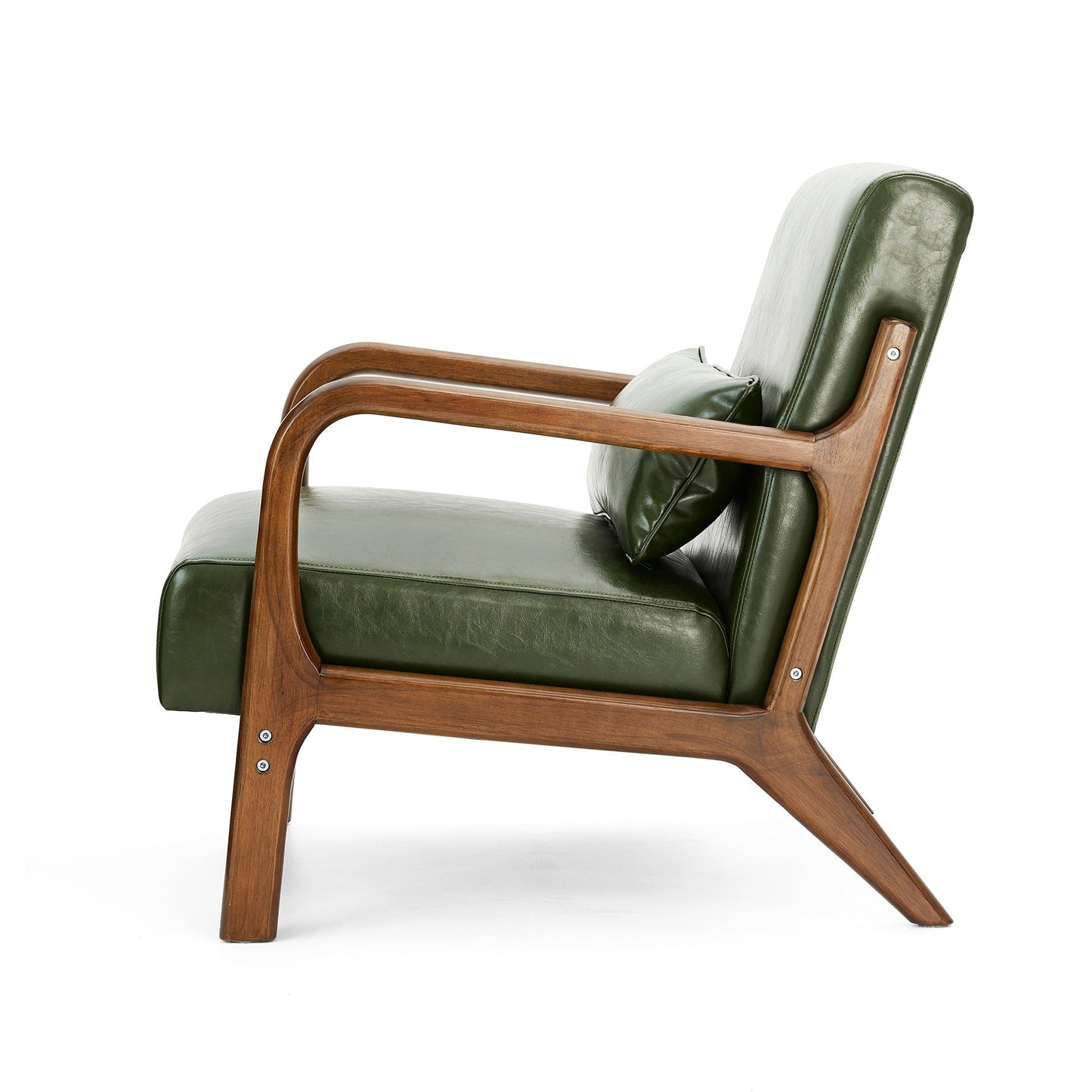 Fauteuil d'appoint Glitzhome en cuir PU, style moderne du milieu du siècle, avec coussin - 65,4 cm (l) x 85,75 cm (p) x 78,1 cm (h)