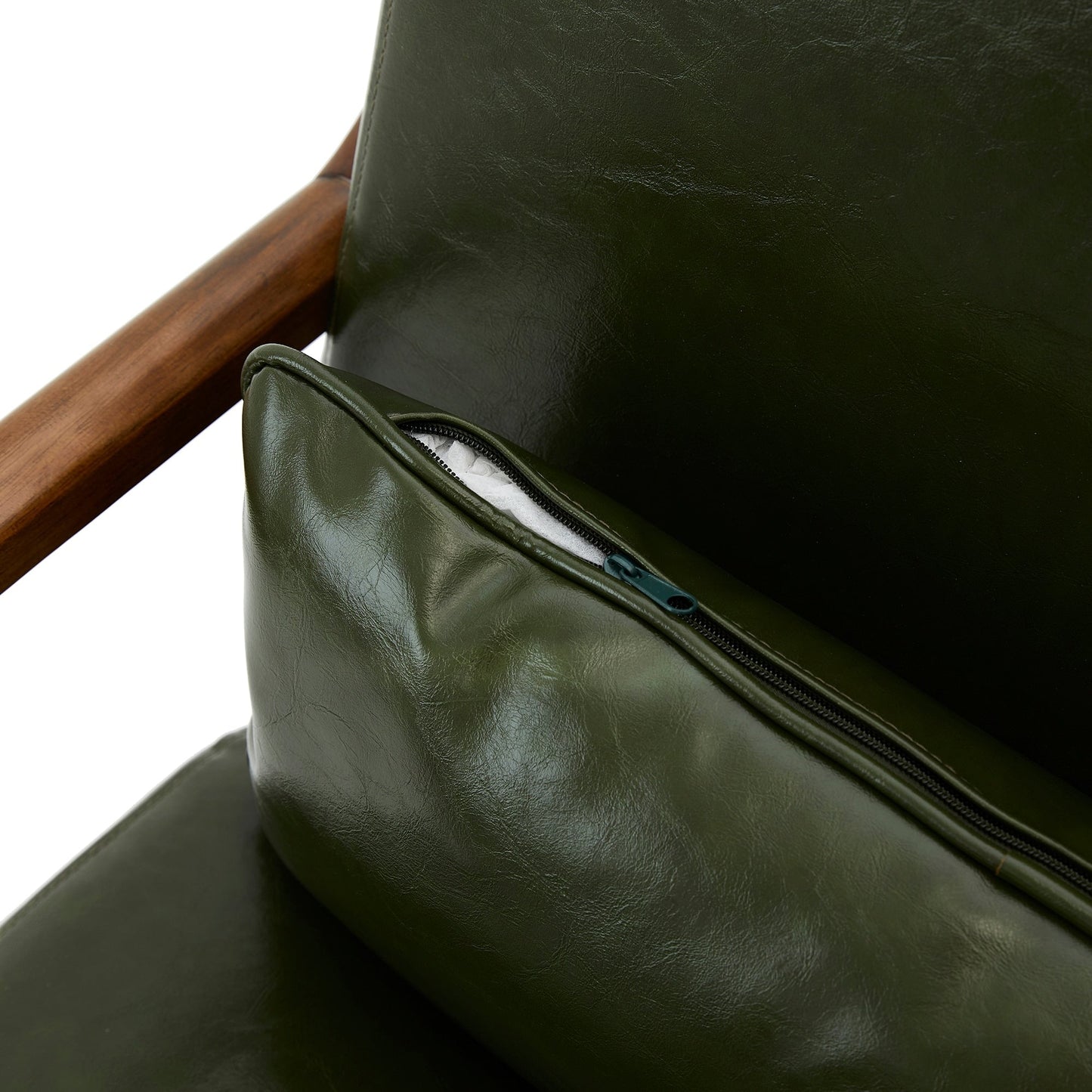 Fauteuil d'appoint Glitzhome en cuir PU, style moderne du milieu du siècle, avec coussin - 65,4 cm (l) x 85,75 cm (p) x 78,1 cm (h)